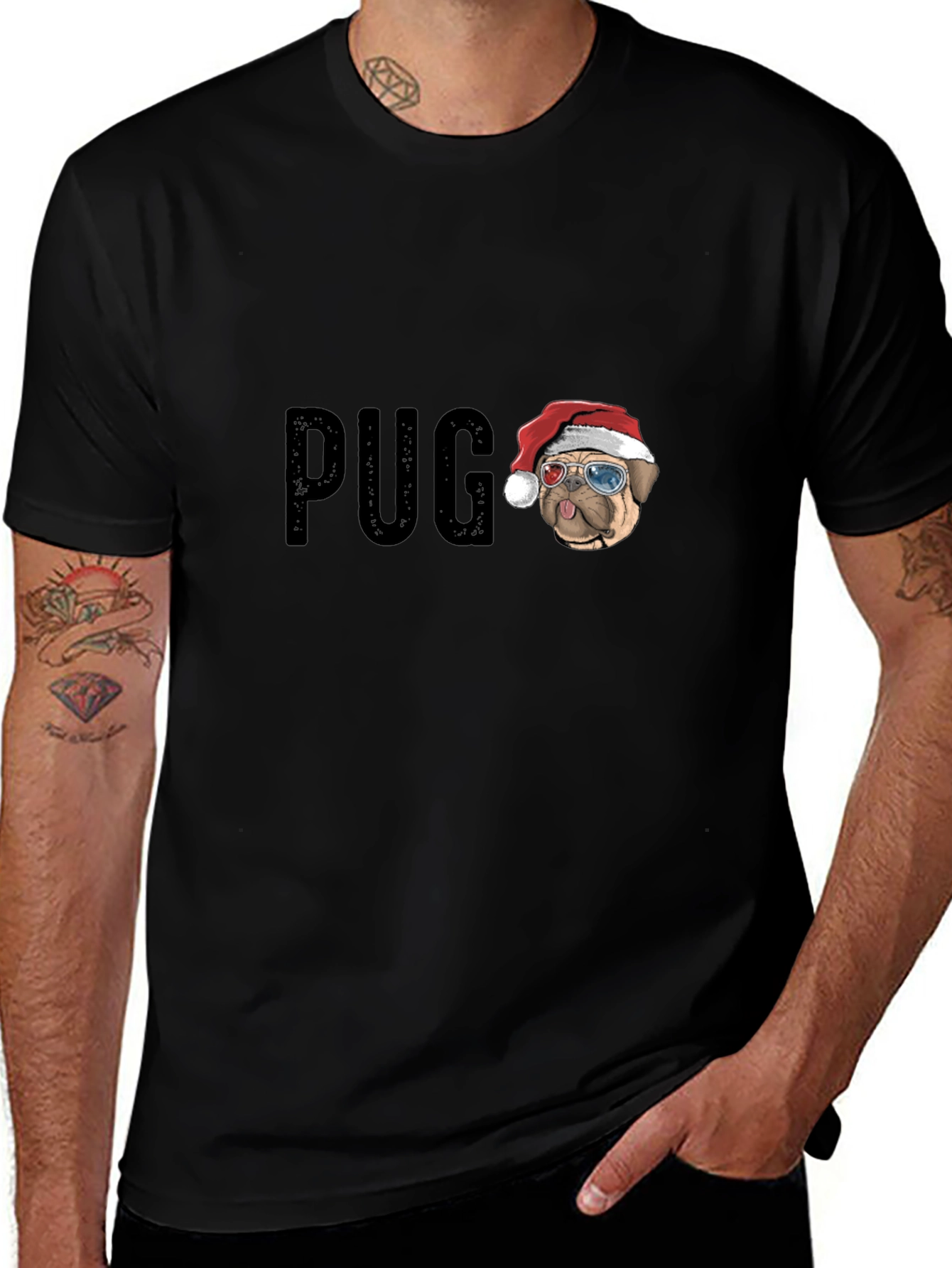 Pug Christmas Santa Hat T-Shirt