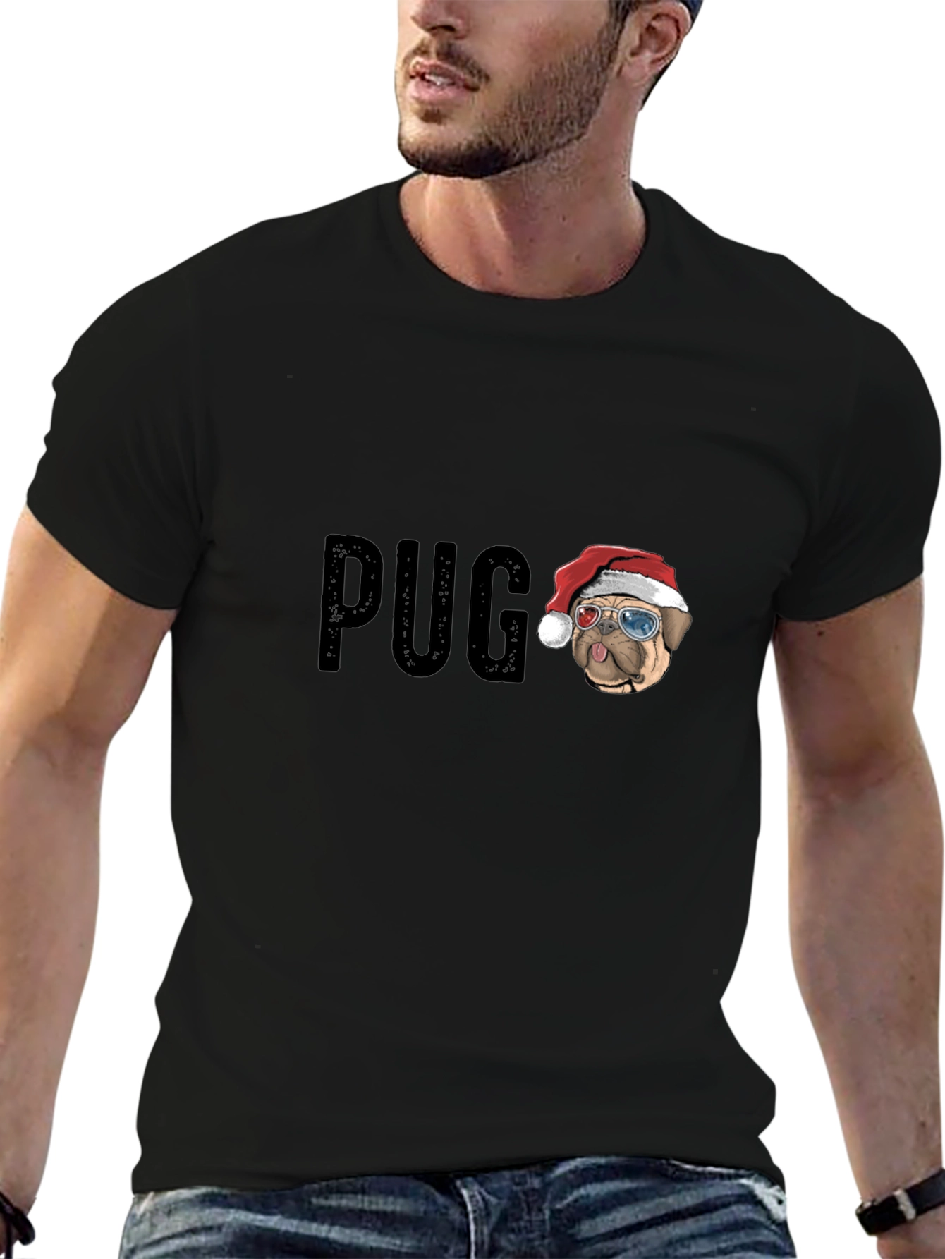Pug Christmas Santa Hat T-Shirt