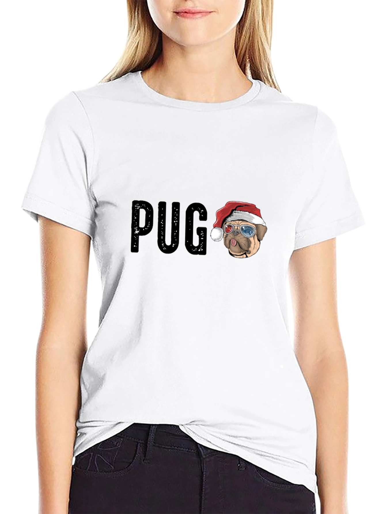 Pug Christmas Santa Hat T-Shirt
