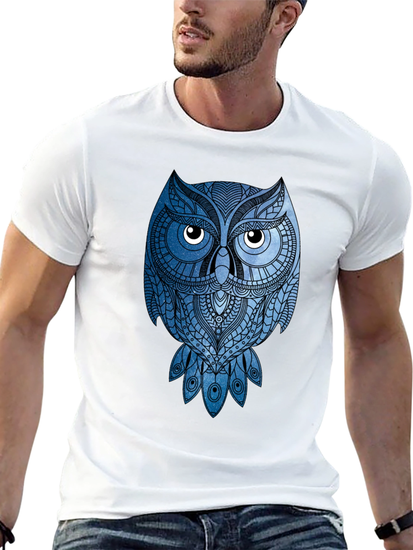 Geometric Owl Graphic Tee - Mens Black T-Shirt