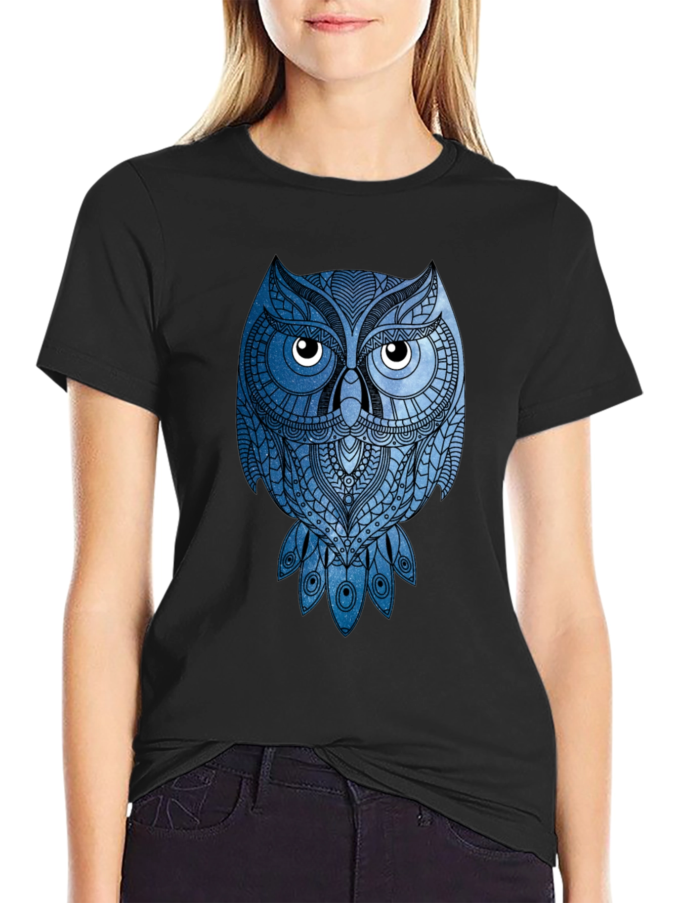 Geometric Owl Graphic Tee - Mens Black T-Shirt