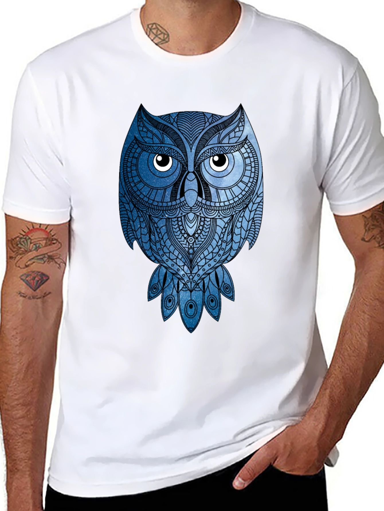Geometric Owl Graphic Tee - Mens Black T-Shirt