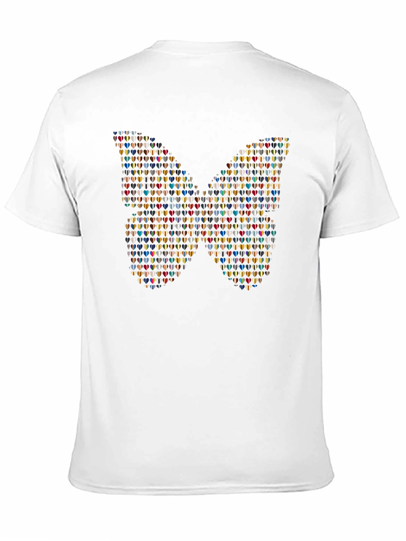 Butterfly Heart Pattern Black T-Shirt
