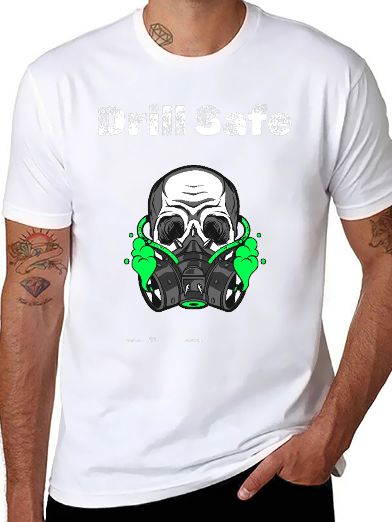 Drill Safe Skull Graphic Black T-Shirt