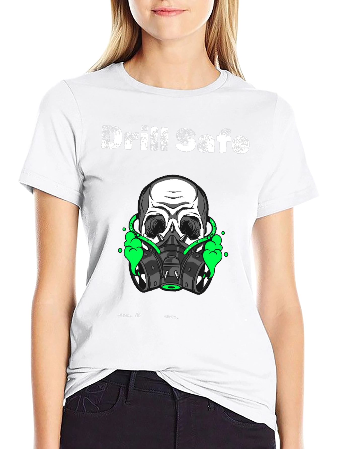 Drill Safe Skull Graphic Black T-Shirt