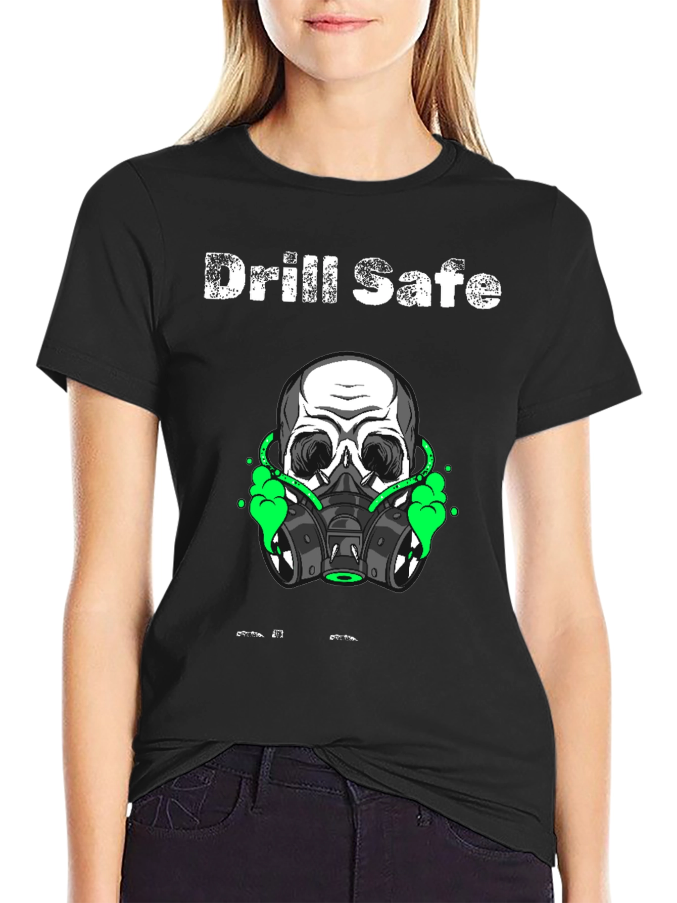 Drill Safe Skull Graphic Black T-Shirt