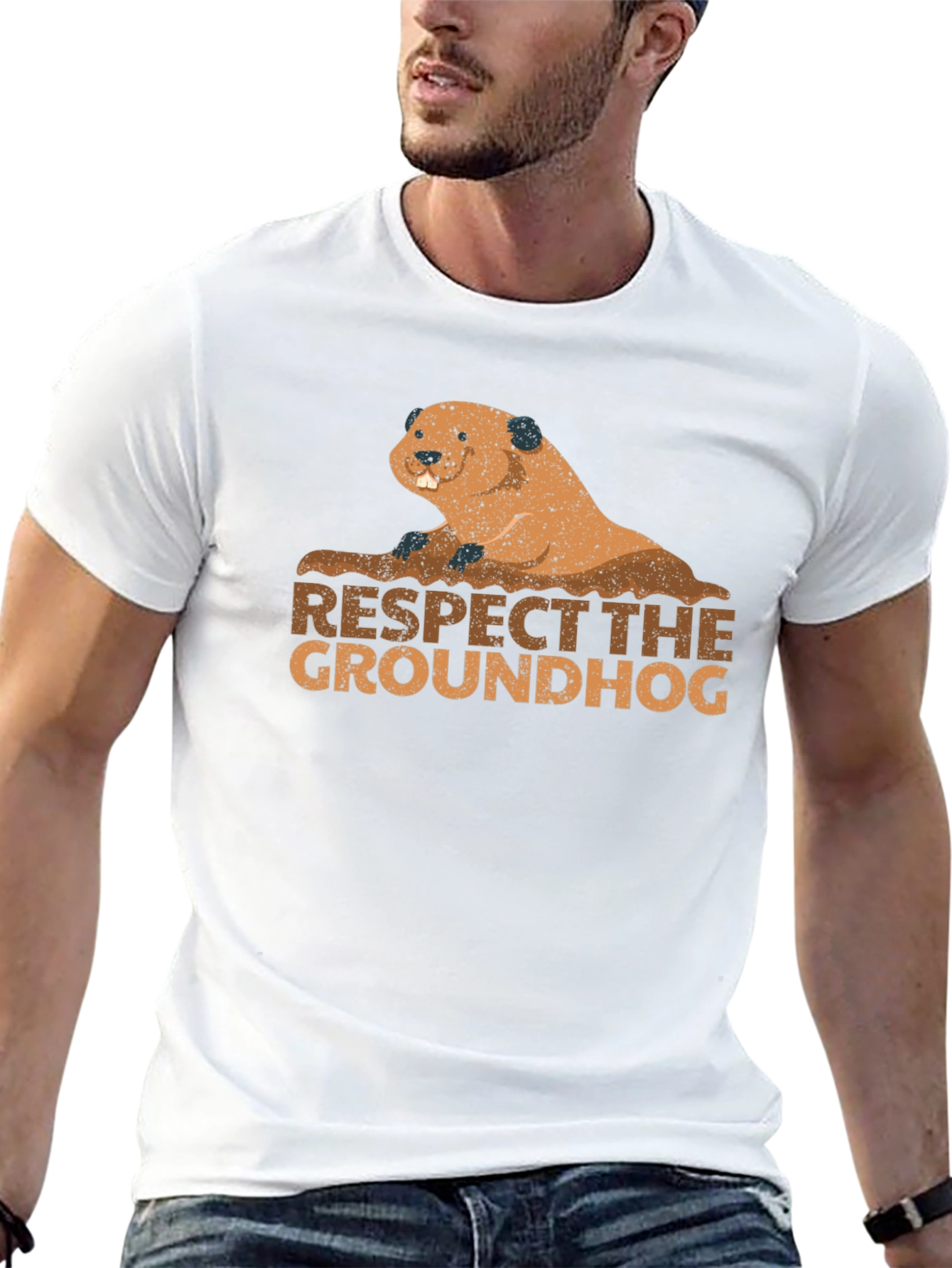 Respect the Groundhog Tee - Black Cotton Graphic T-Shirt