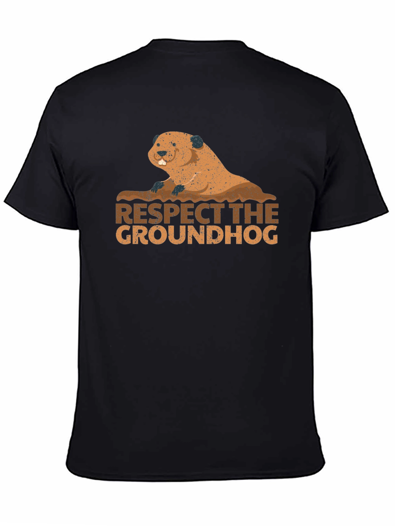 Respect the Groundhog Tee - Black Cotton Graphic T-Shirt