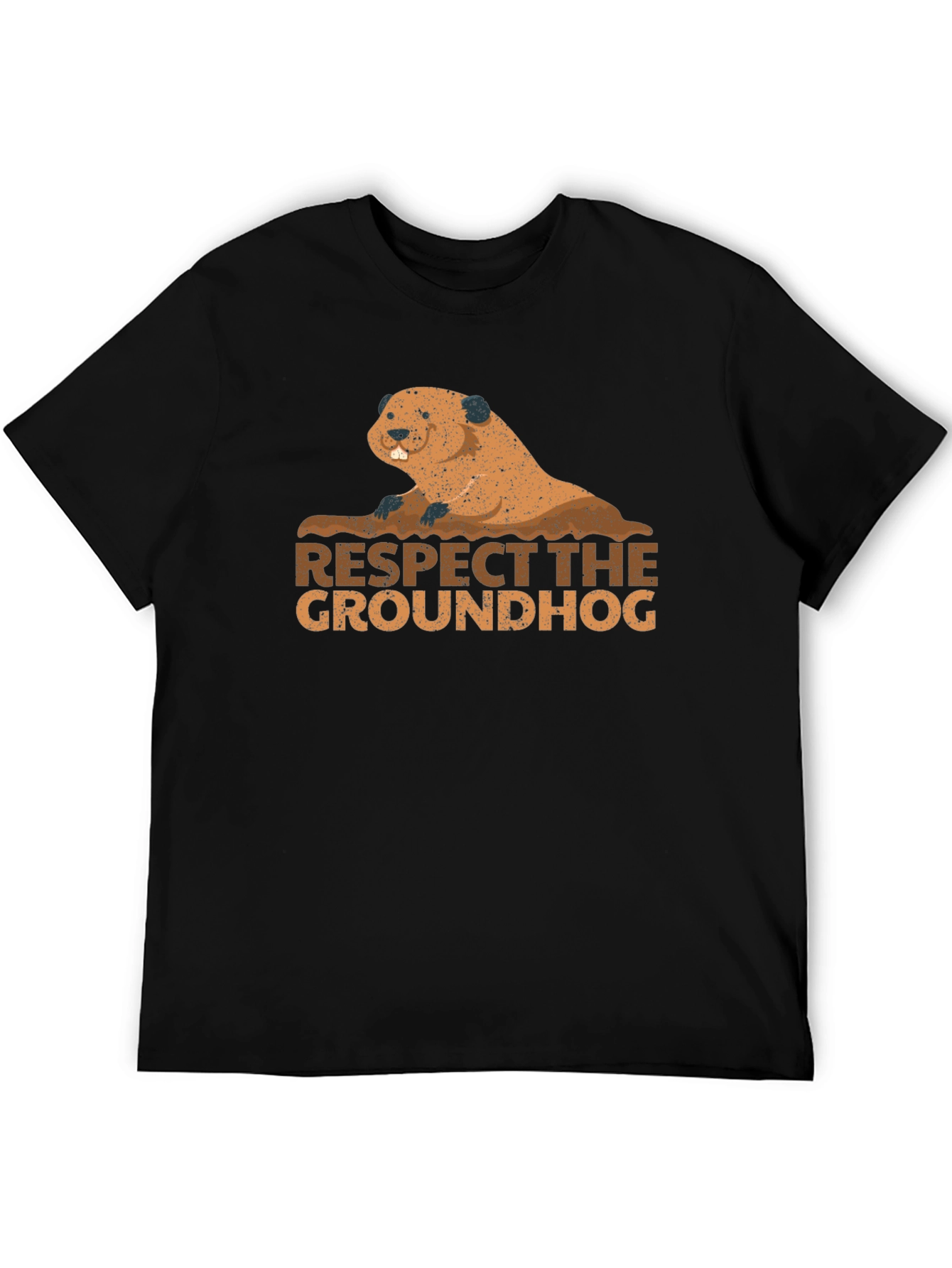 Respect the Groundhog Tee - Black Cotton Graphic T-Shirt