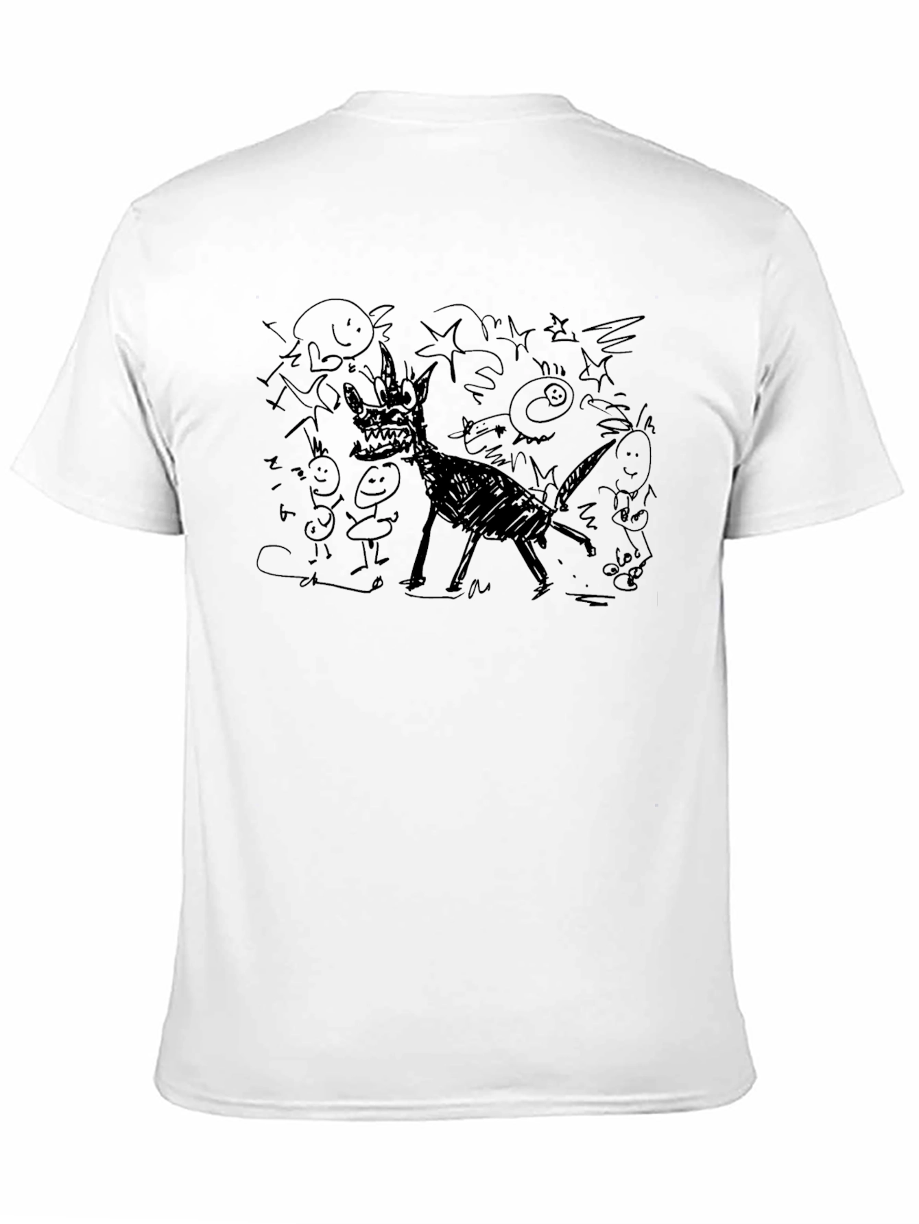 Whimsical Doodle Graphic Tee - Black Cotton Comfort