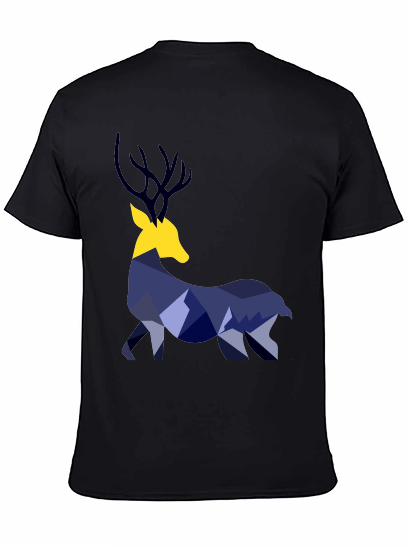 Geometric Deer Graphic Tee - Black