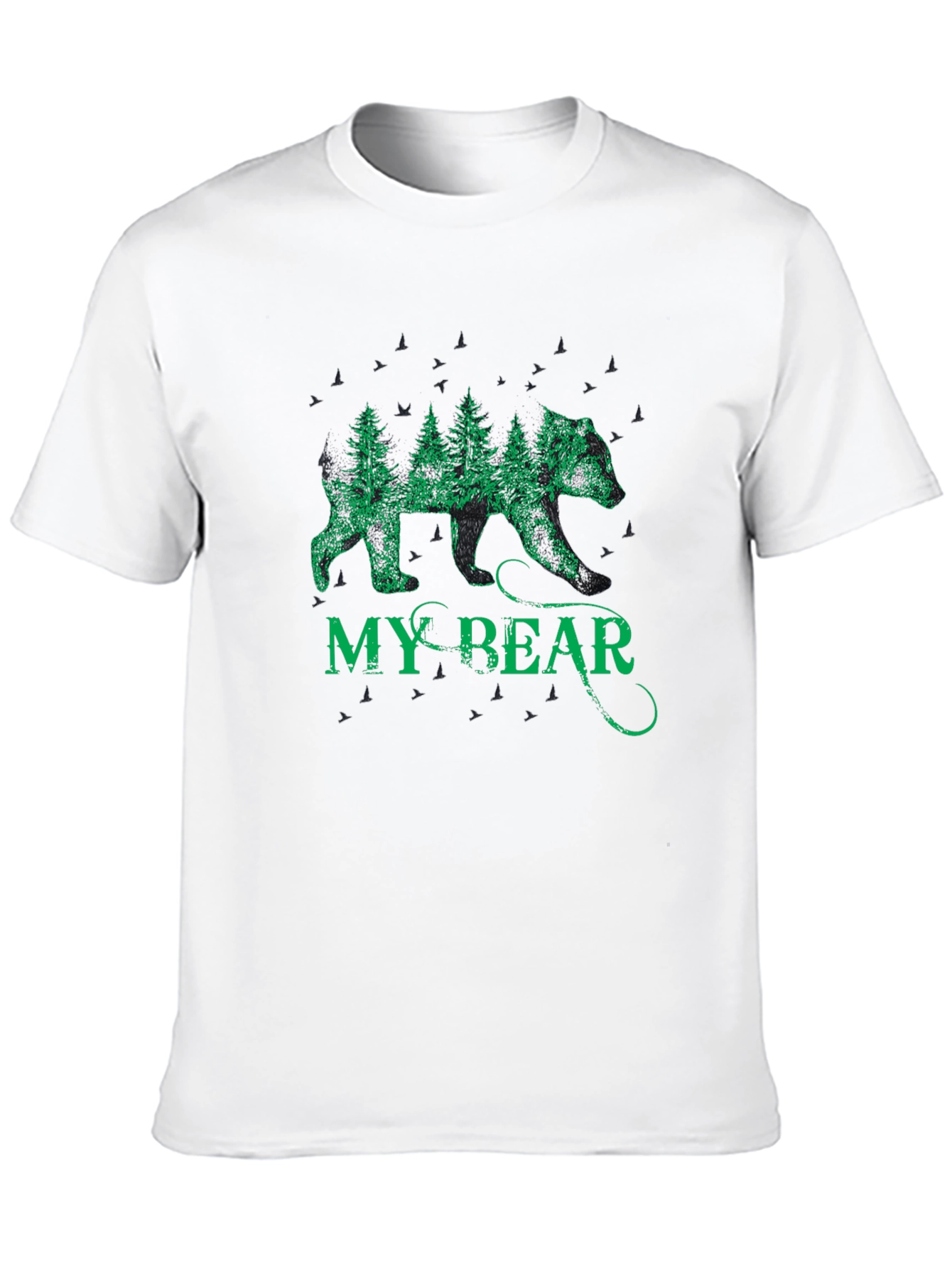 Nature Bear Graphic Tee - Black Cotton