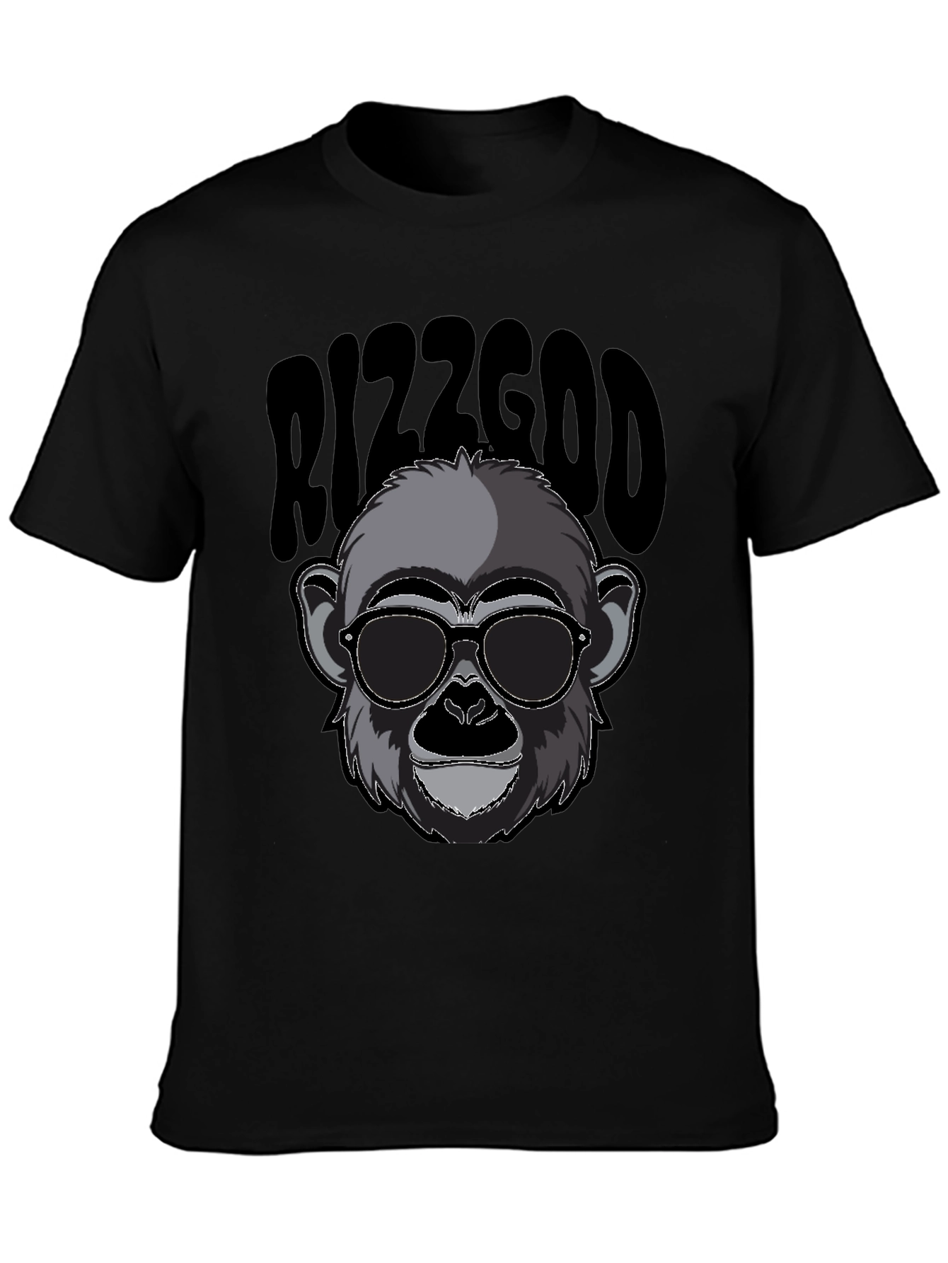 Rizzgod Monkey Graphic Black T-Shirt