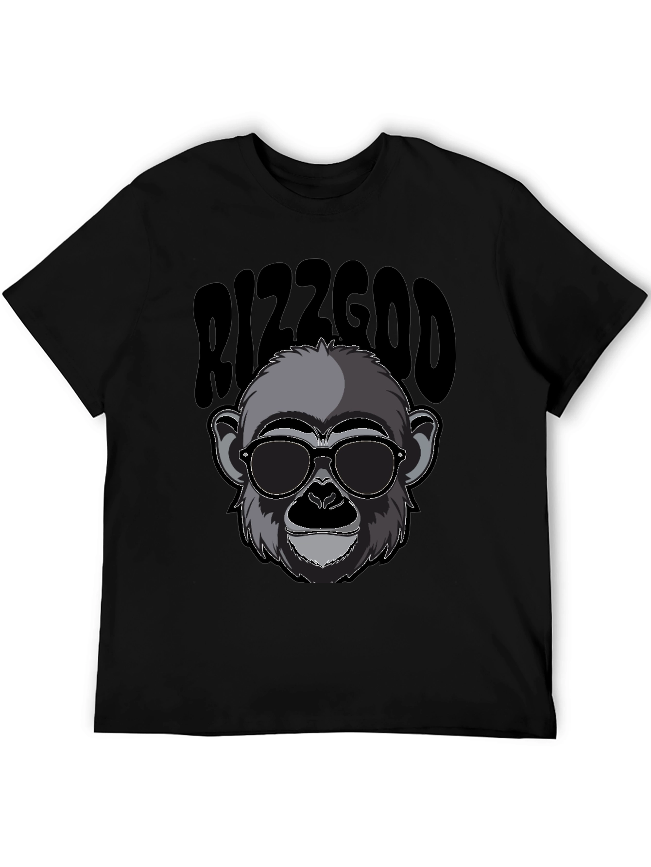 Rizzgod Monkey Graphic Black T-Shirt