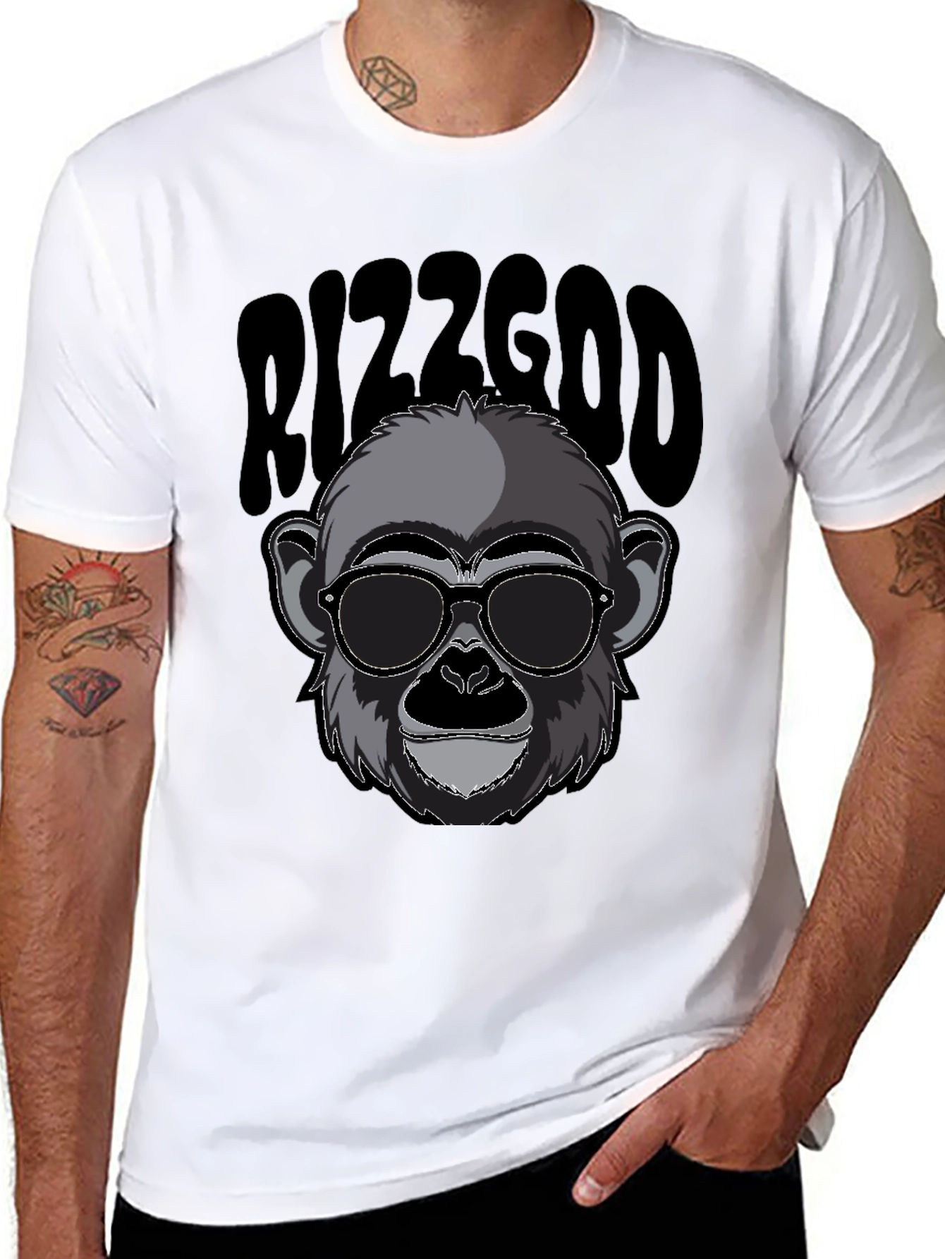 Rizzgod Monkey Graphic Black T-Shirt
