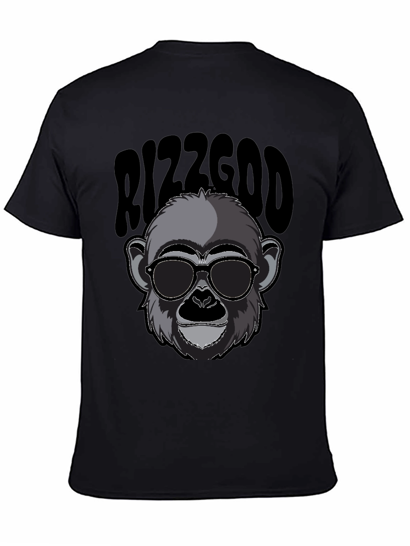 Rizzgod Monkey Graphic Black T-Shirt