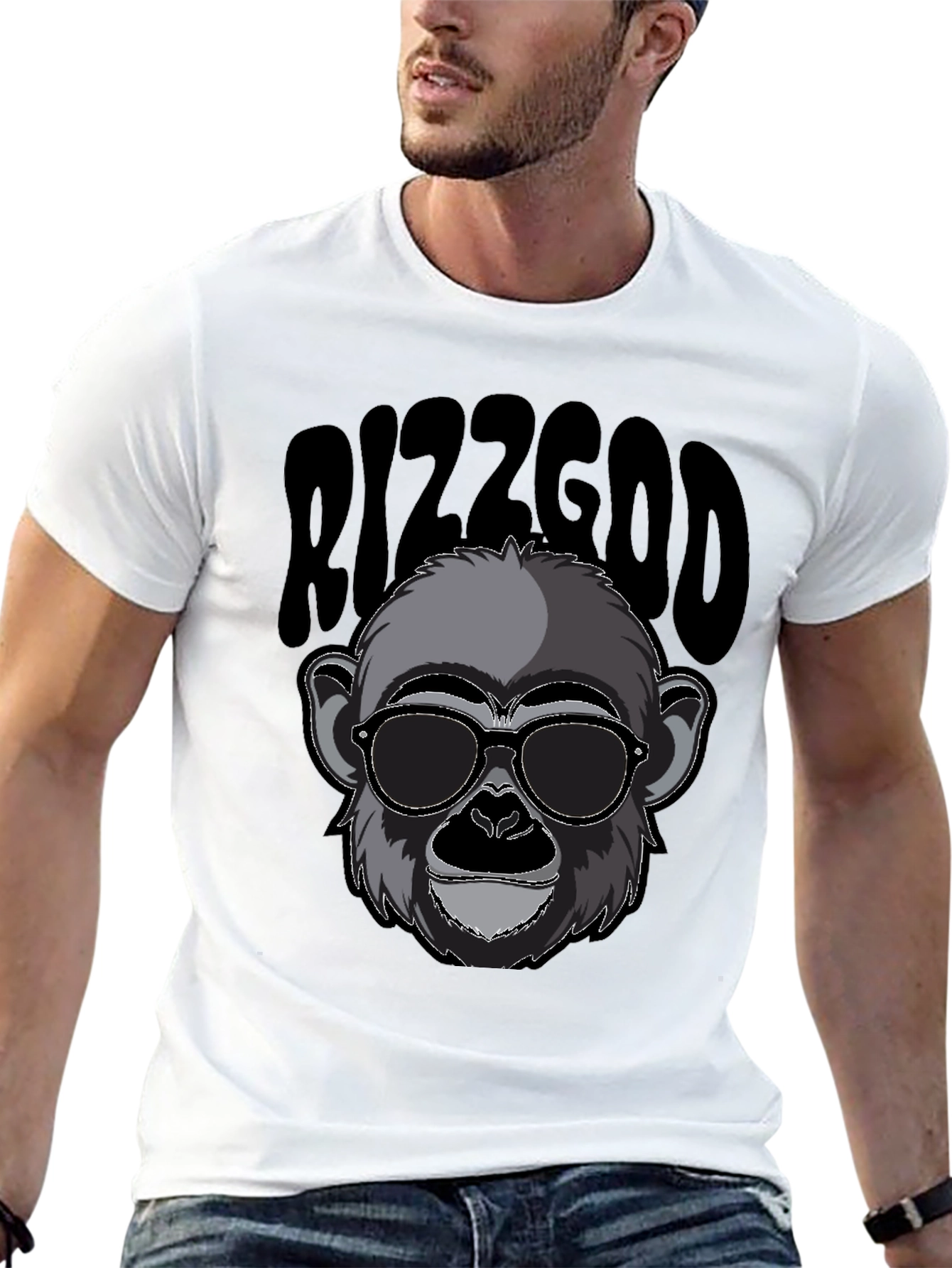 Rizzgod Monkey Graphic Black T-Shirt