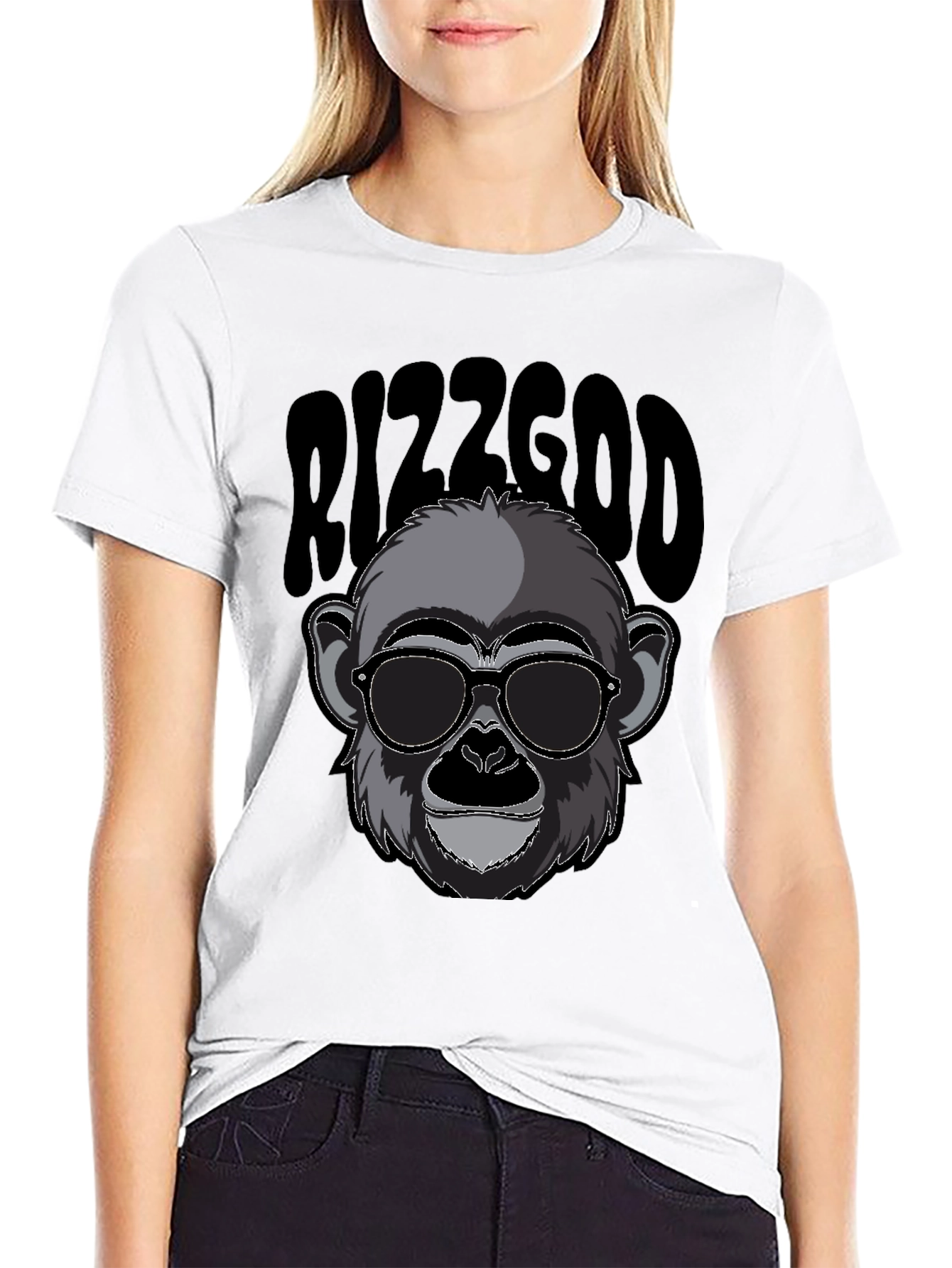 Rizzgod Monkey Graphic Black T-Shirt