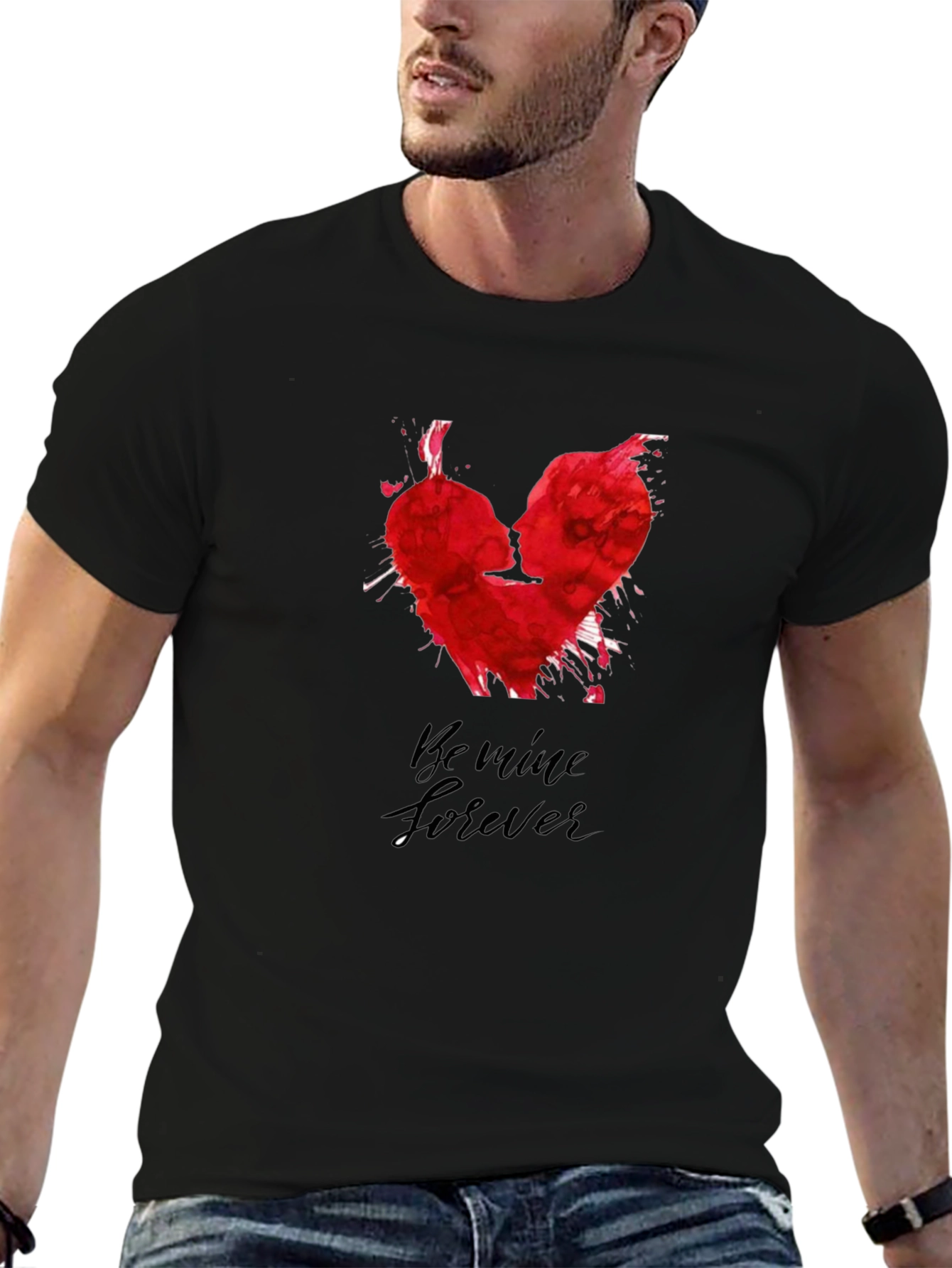 Romantic Heart Valentines Day Graphic T-Shirt