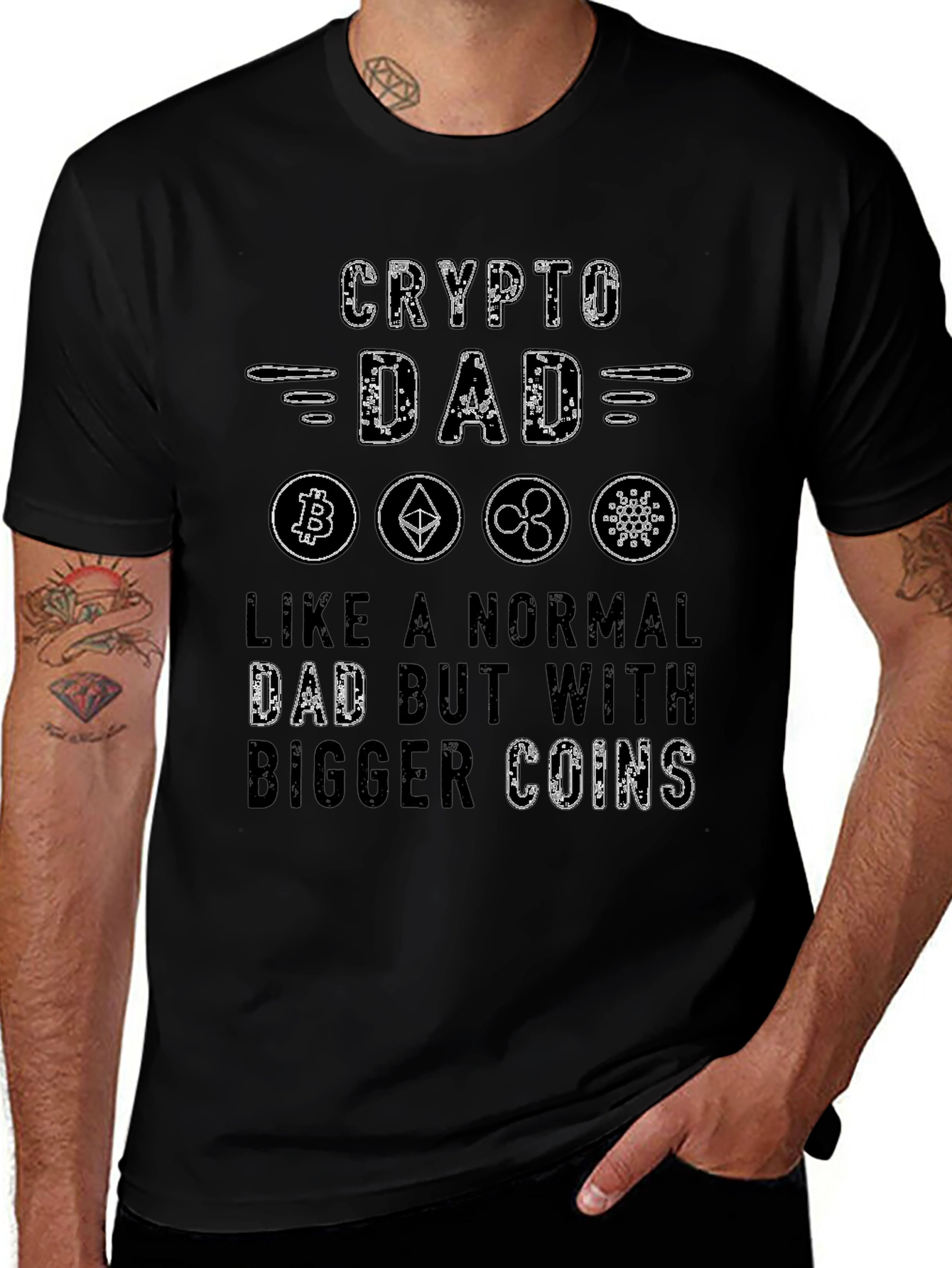 Crypto Dad T-Shirt - Bitcoin Ethereum Ripple Design