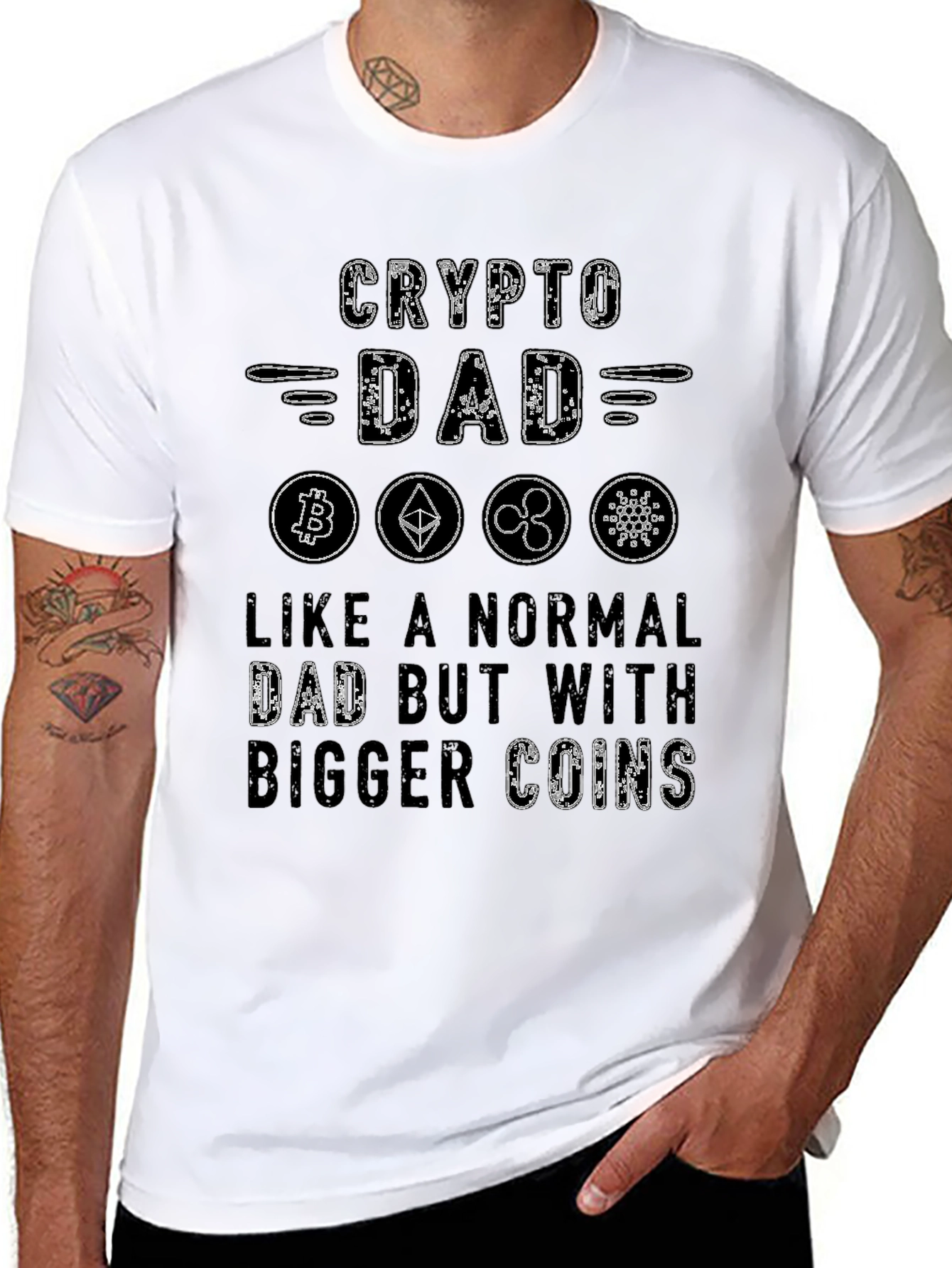 Crypto Dad T-Shirt - Bitcoin Ethereum Ripple Design