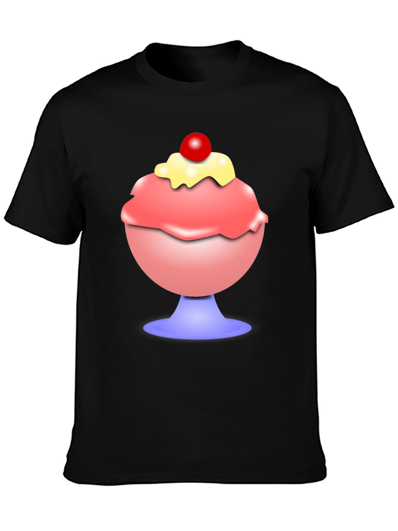 Ice Cream Sundae Graphic Tee - Black Cotton T-Shirt