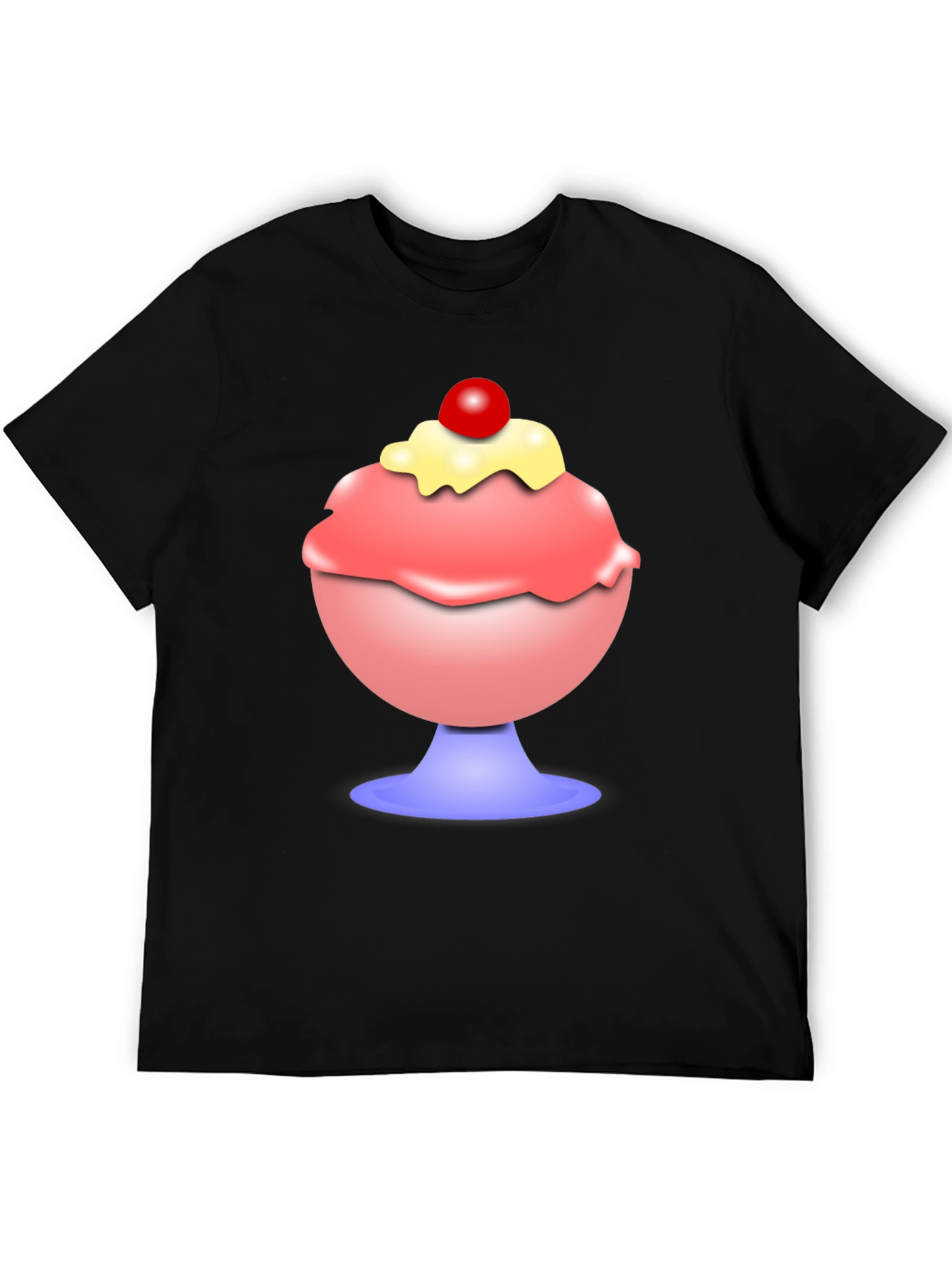 Ice Cream Sundae Graphic Tee - Black Cotton T-Shirt