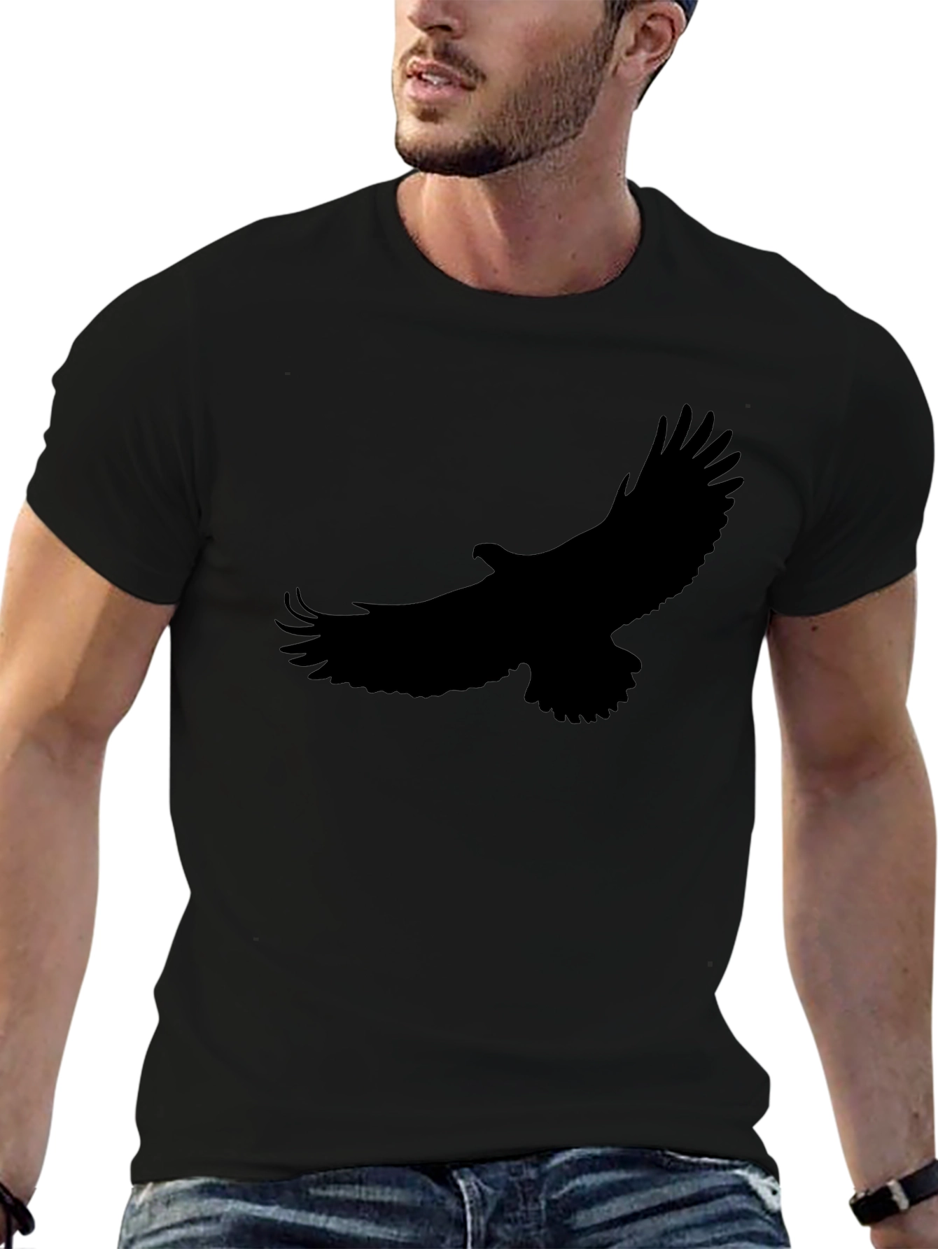 Black T-Shirt with Eagle Silhouette