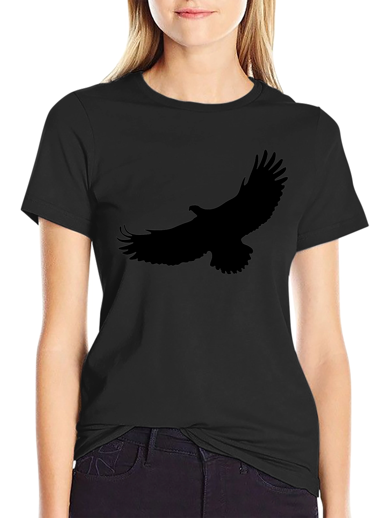 Black T-Shirt with Eagle Silhouette