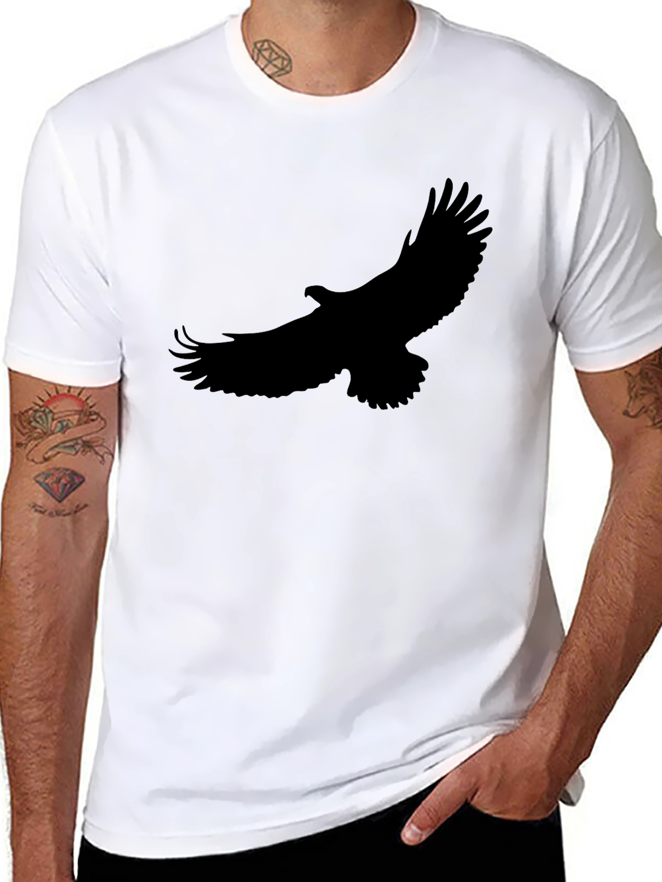 Black T-Shirt with Eagle Silhouette