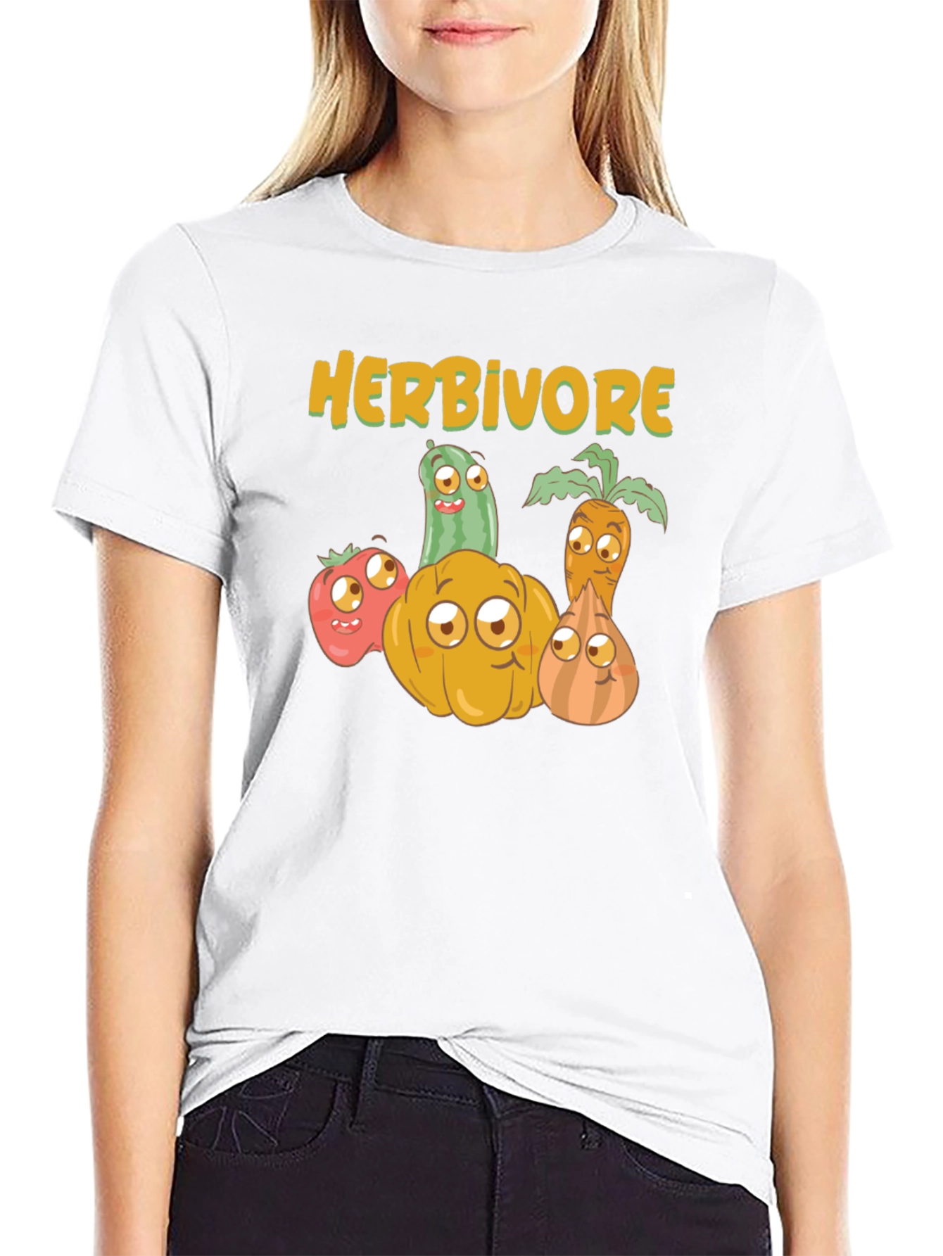Herbivore Vegan T-Shirt - Cute Vegetable Design