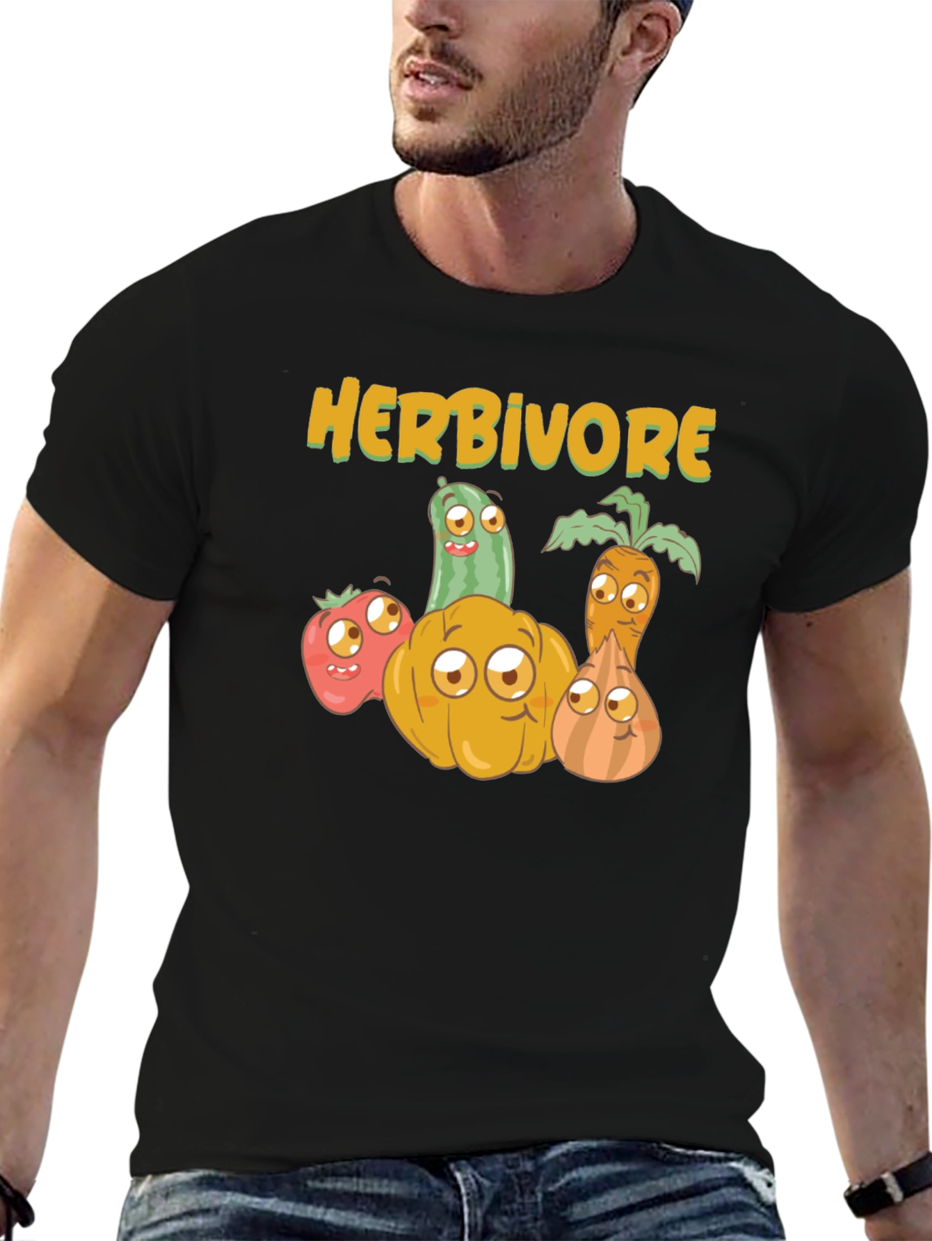 Herbivore Vegan T-Shirt - Cute Vegetable Design