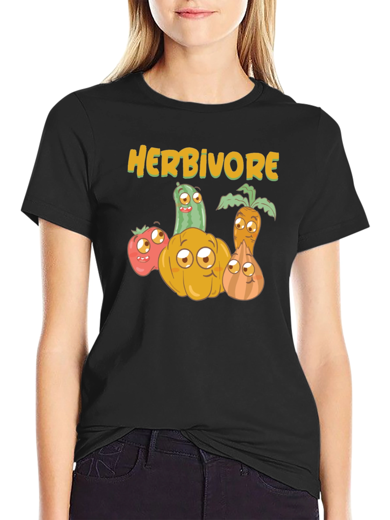 Herbivore Vegan T-Shirt - Cute Vegetable Design