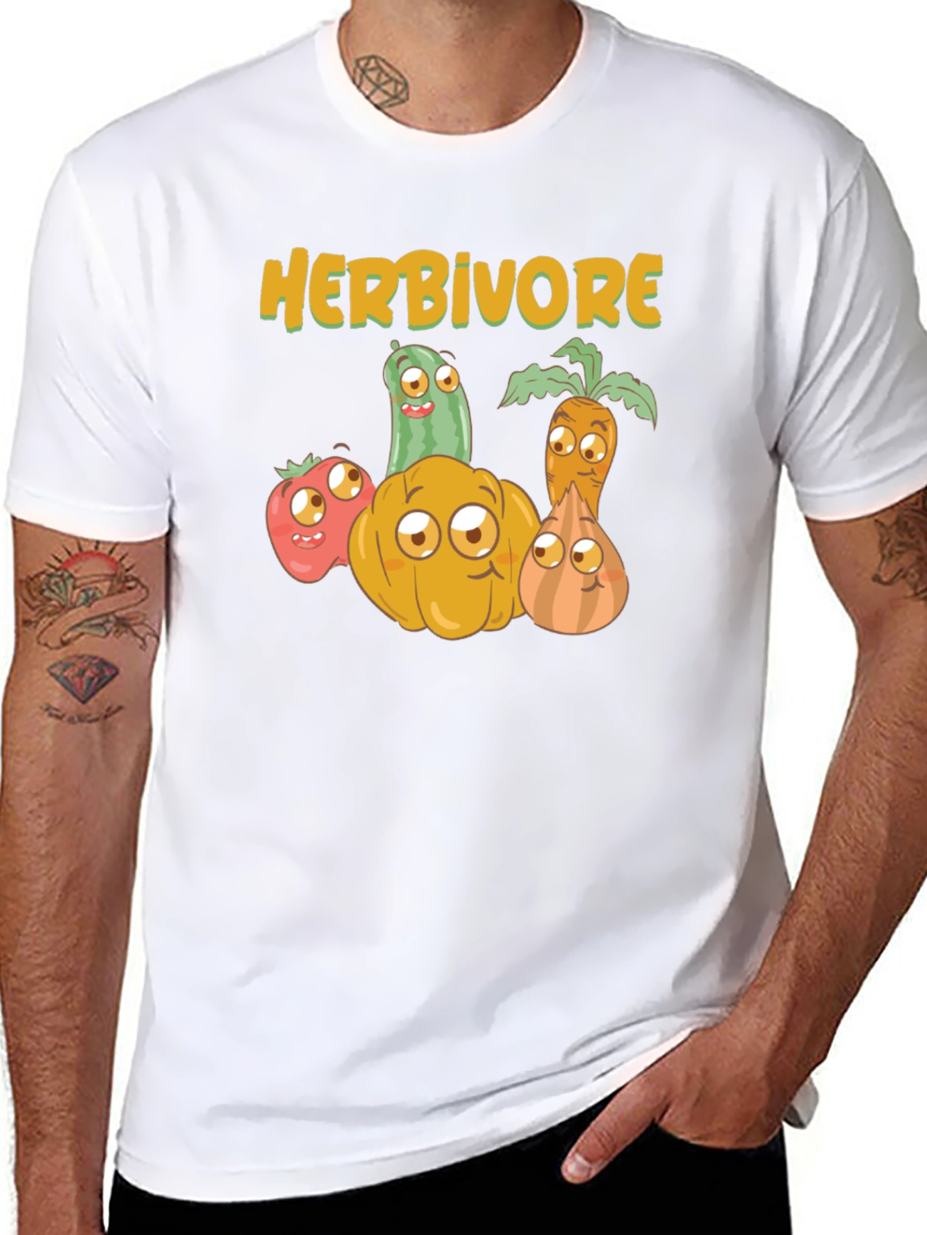Herbivore Vegan T-Shirt - Cute Vegetable Design