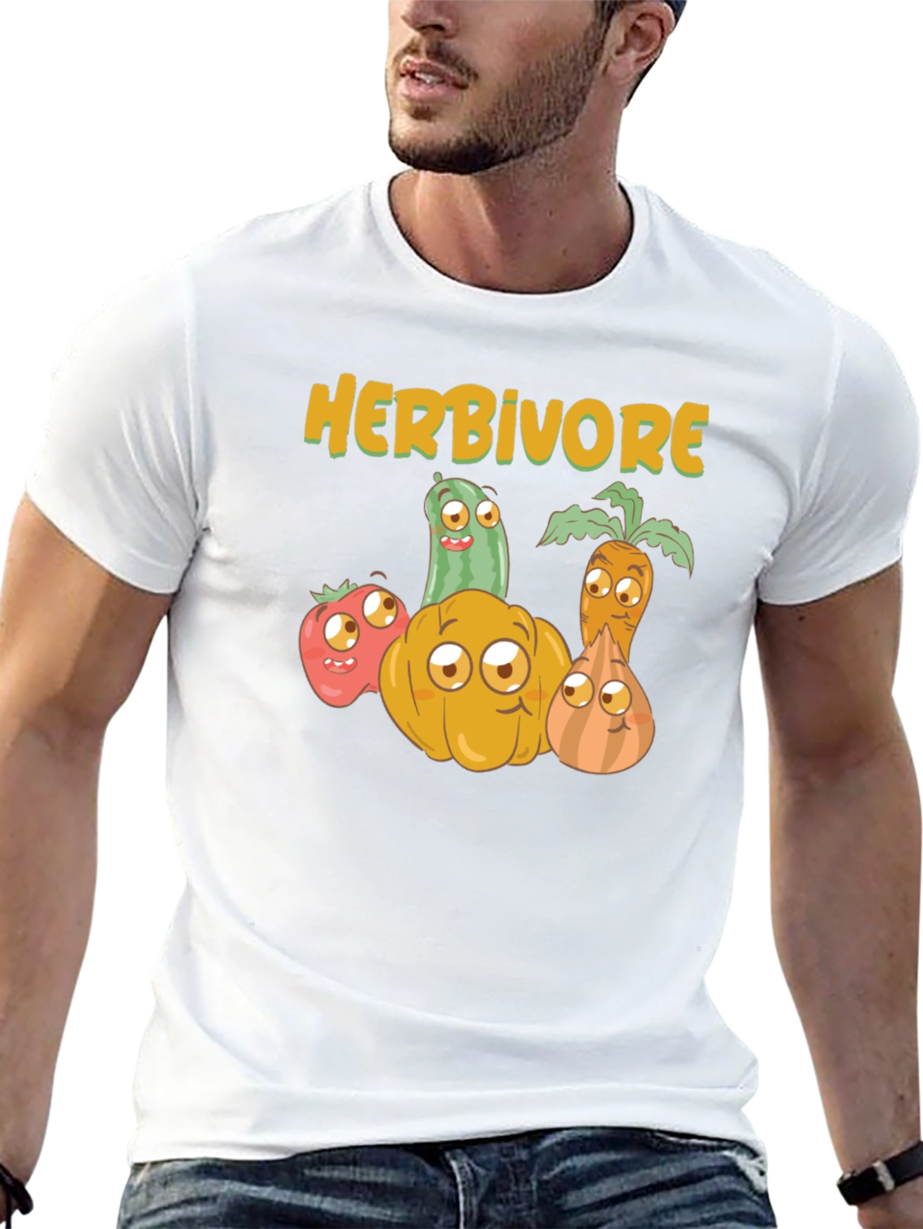 Herbivore Vegan T-Shirt - Cute Vegetable Design