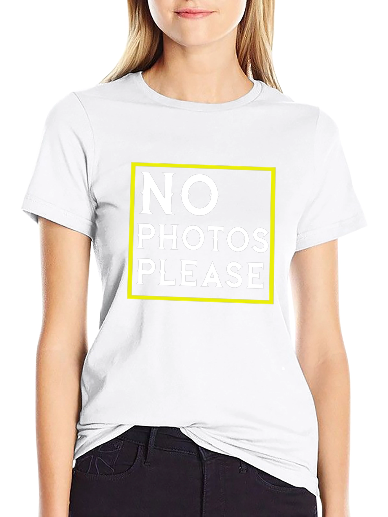 No Photos Please Graphic Tee - Black Cotton T-Shirt