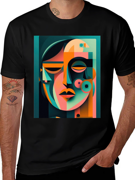 Abstract Face Graphic Print Tee