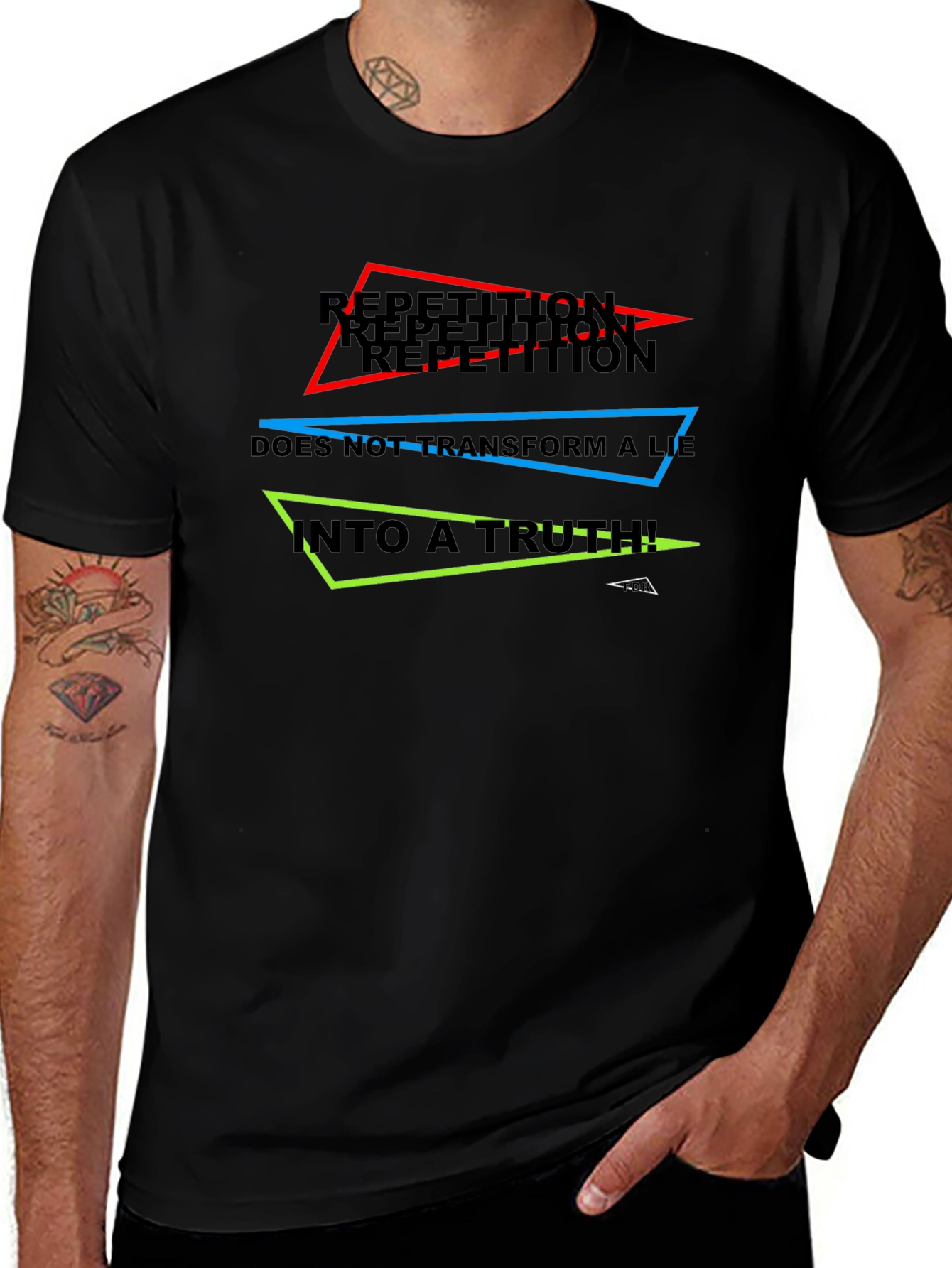 Repetition Truth Mens Black T-Shirt