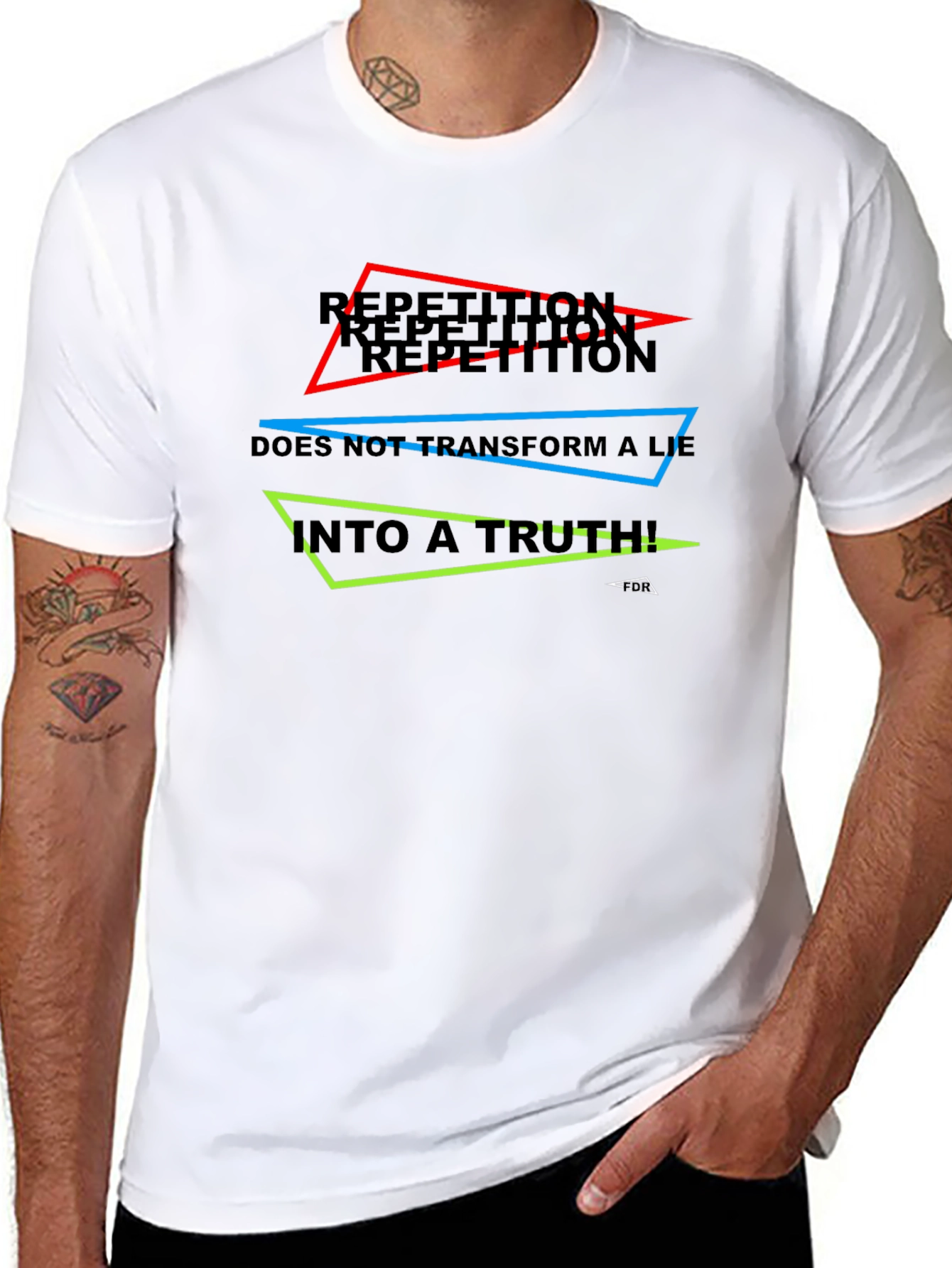 Repetition Truth Mens Black T-Shirt