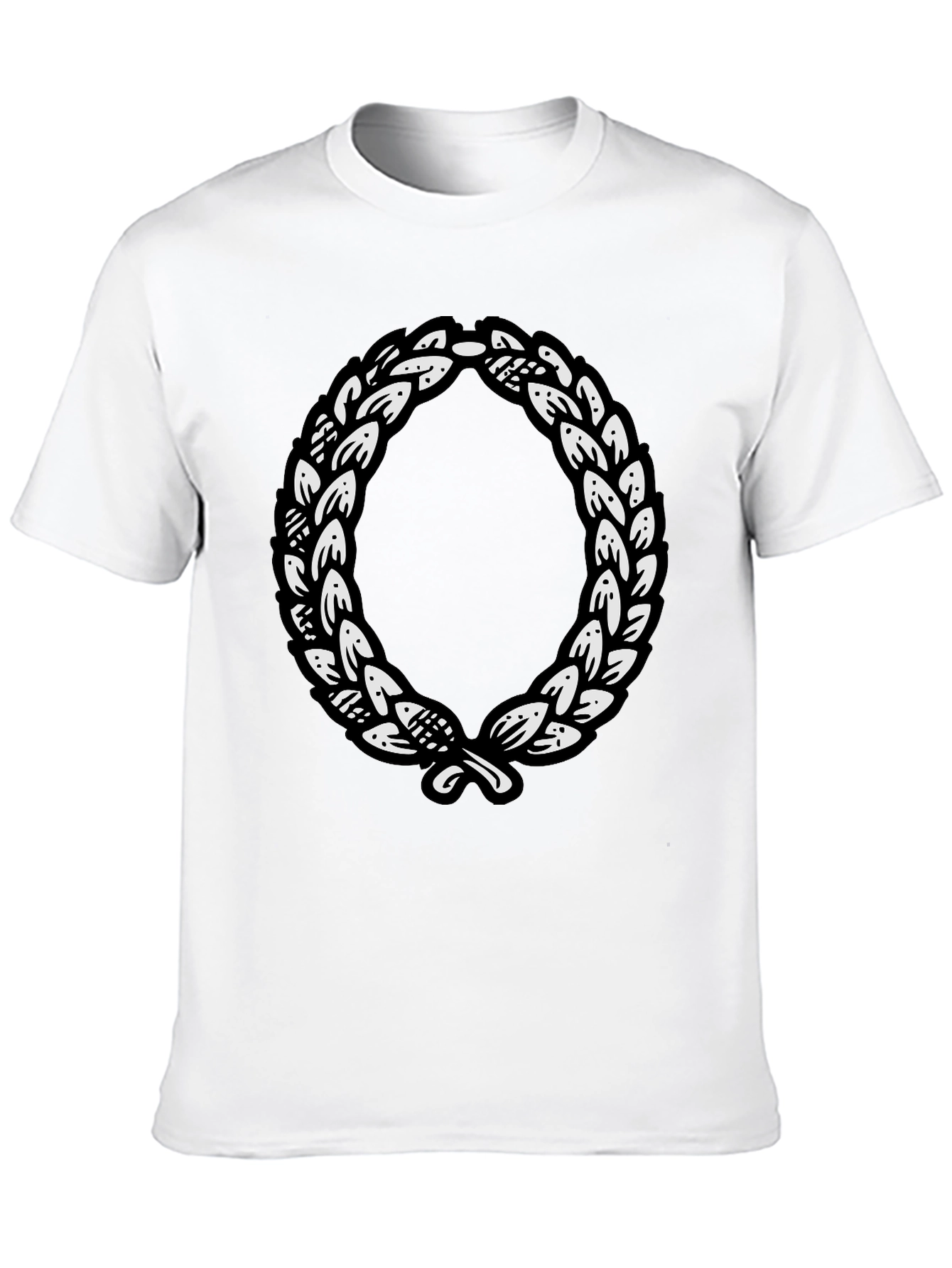 Black T-Shirt with Laurel Wreath Graphic
