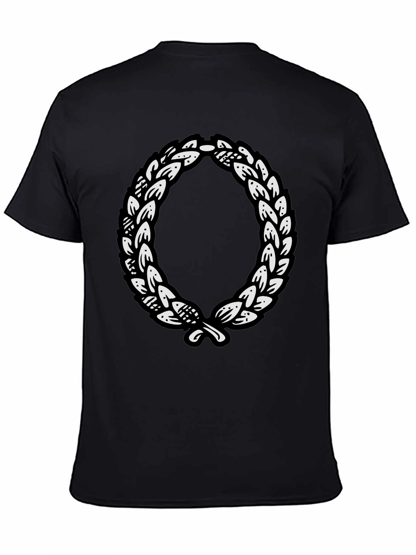 Black T-Shirt with Laurel Wreath Graphic