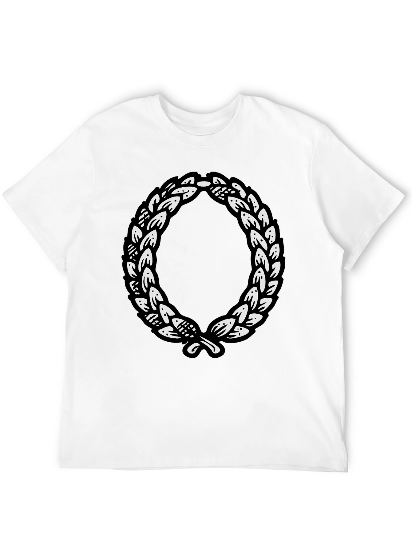 Black T-Shirt with Laurel Wreath Graphic