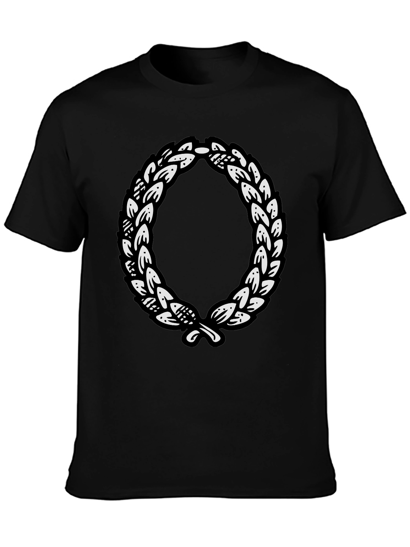 Black T-Shirt with Laurel Wreath Graphic