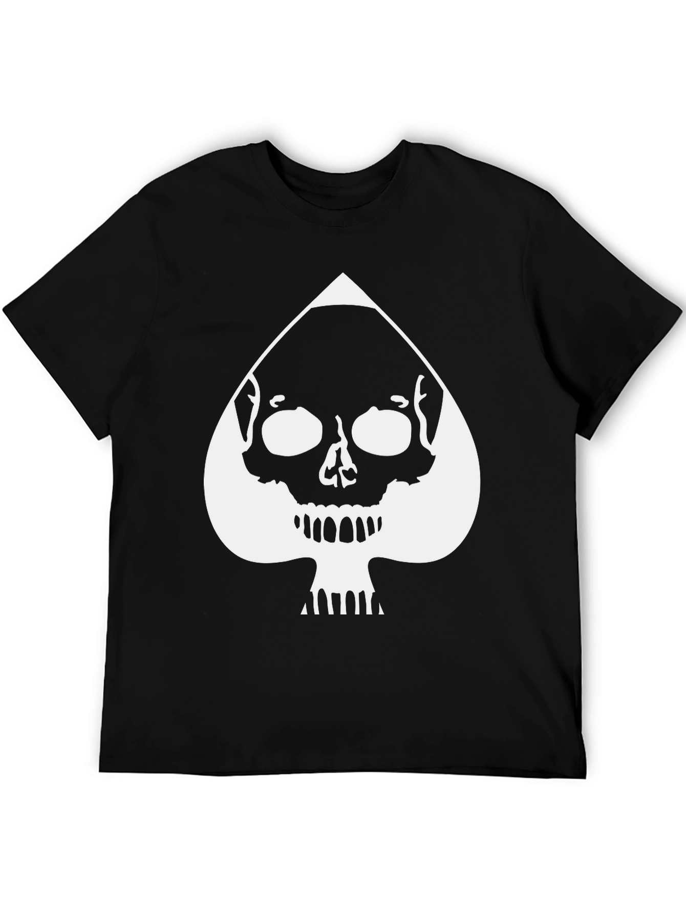 Skull Spade Graphic Tee - Black Cotton T-Shirt