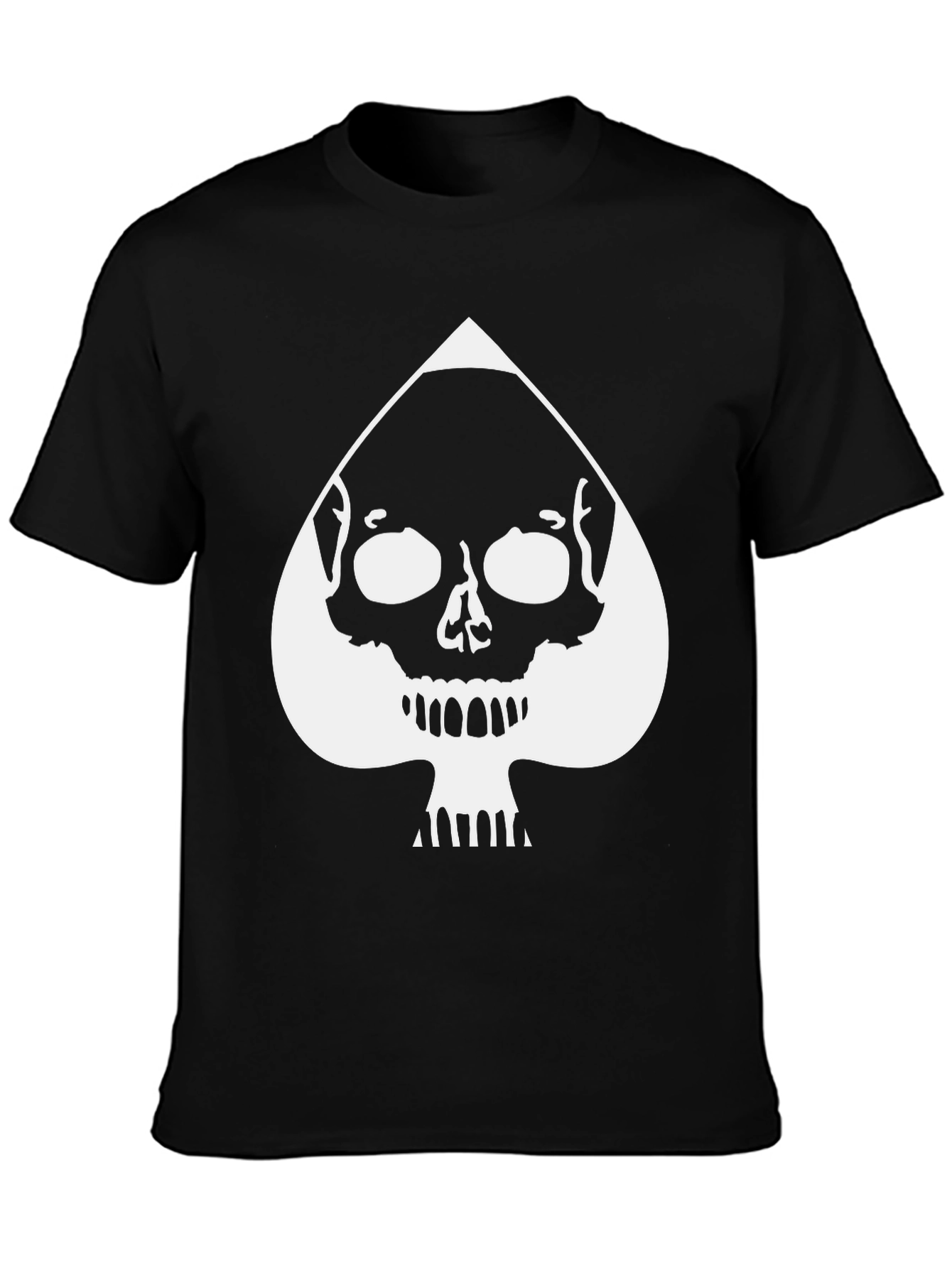 Skull Spade Graphic Tee - Black Cotton T-Shirt