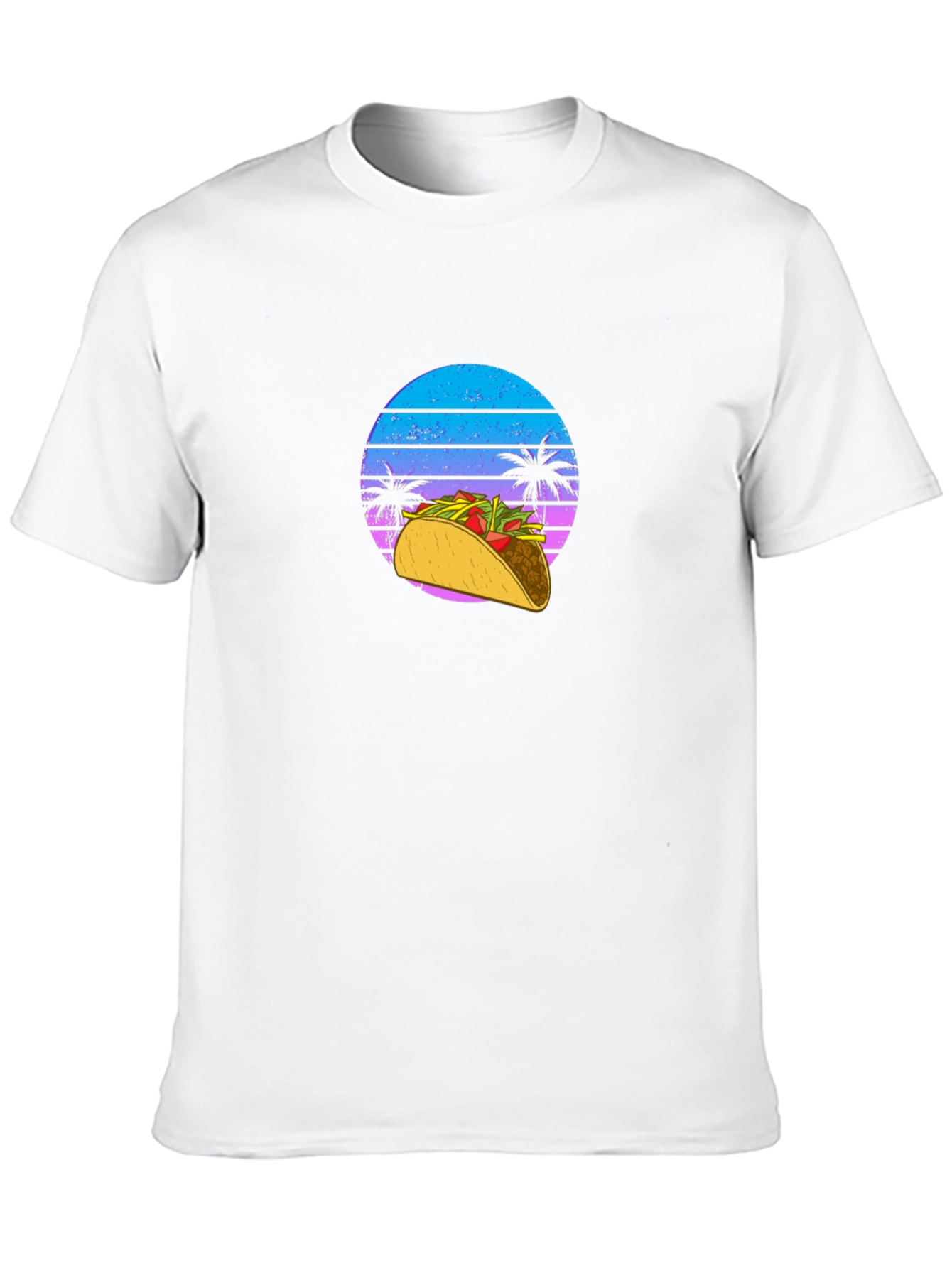 Retro Taco T-Shirt - Sunset Palm Design