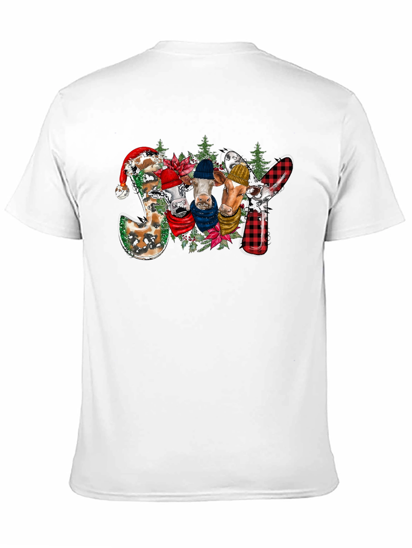 Festive Cow JOY T-Shirt - Christmas Holiday Tee