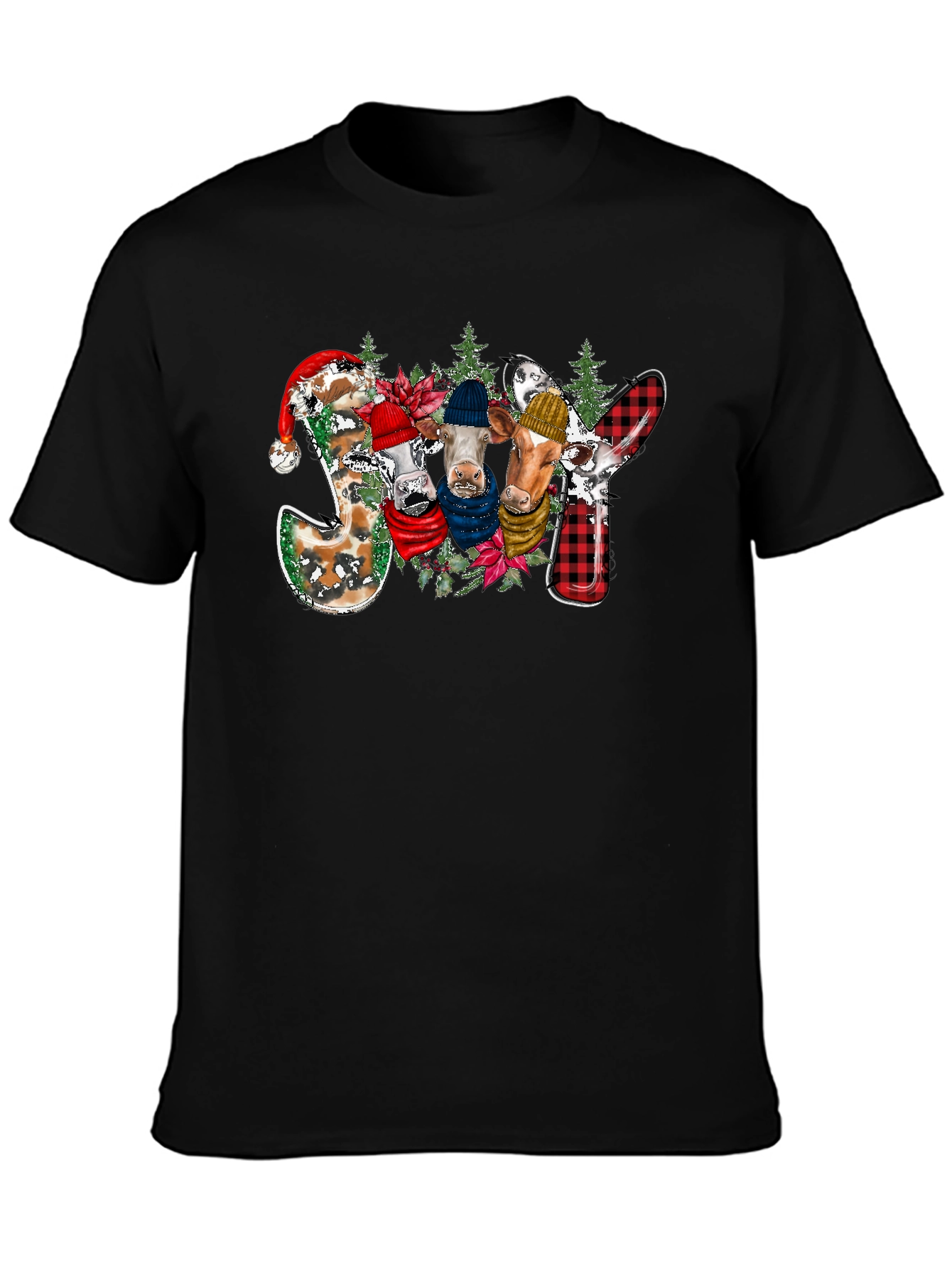 Festive Cow JOY T-Shirt - Christmas Holiday Tee