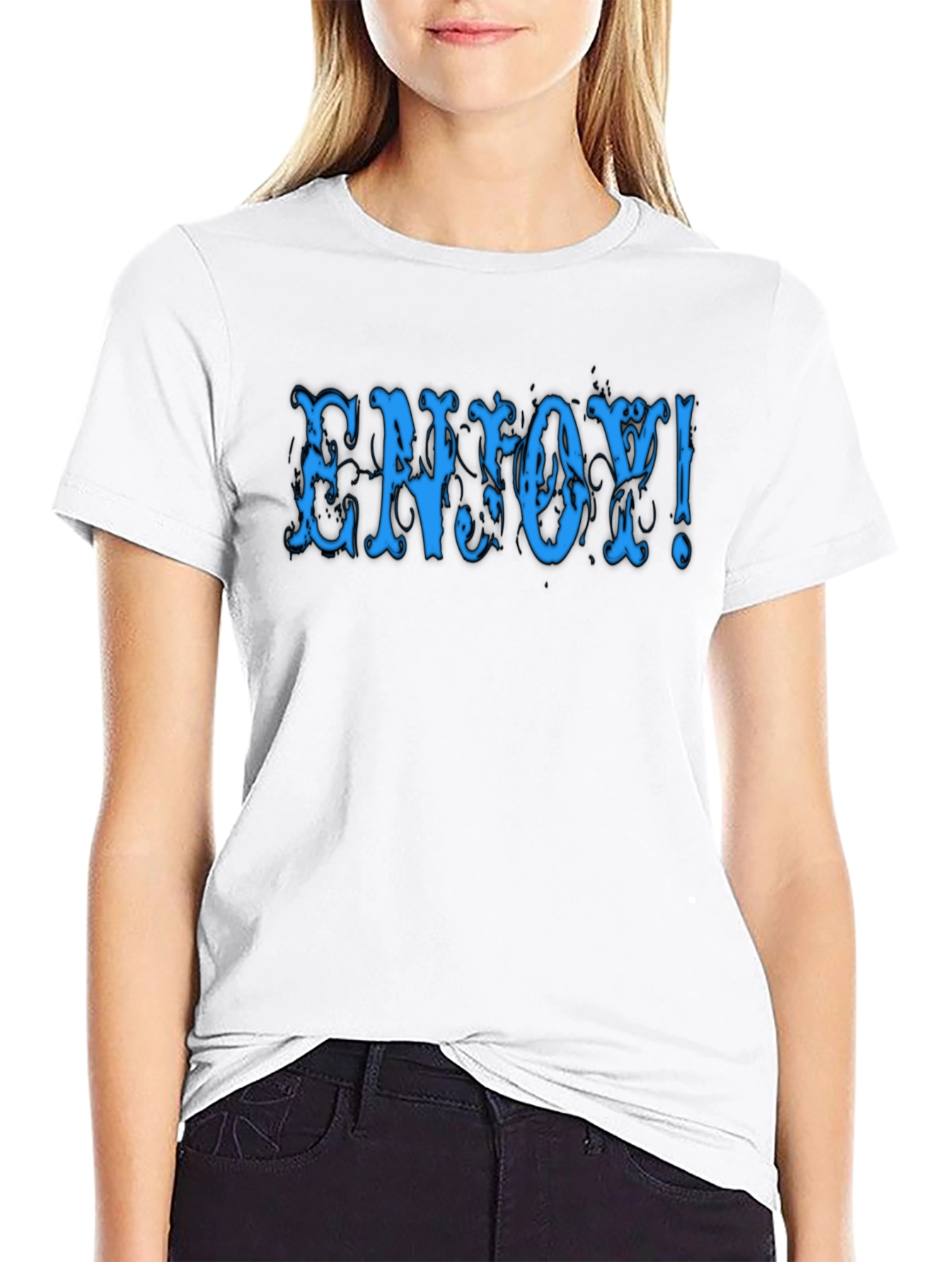 Enjoy! Black Graphic Tee Shirt