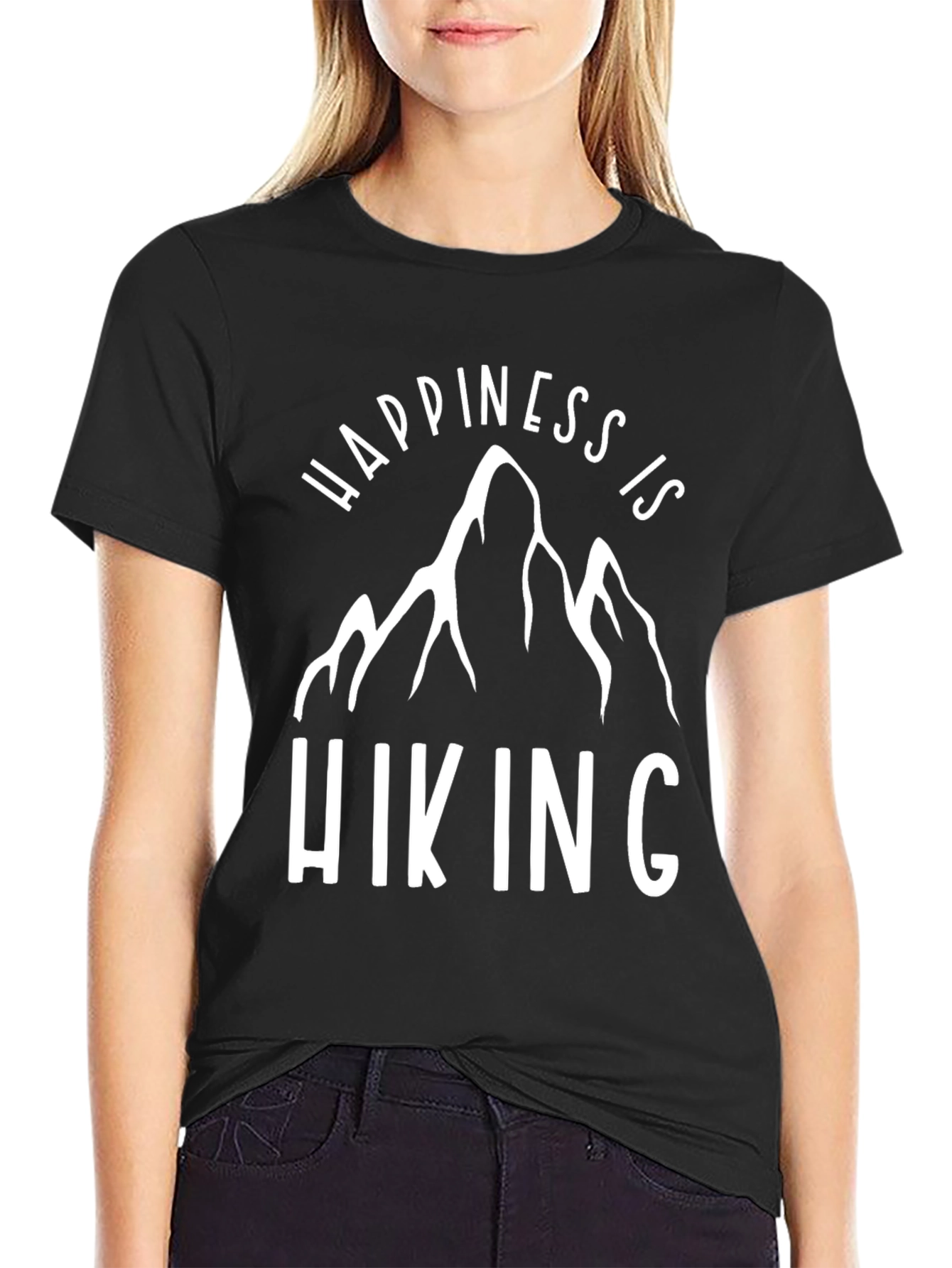 Happiness is Hiking Graphic Tee - Black